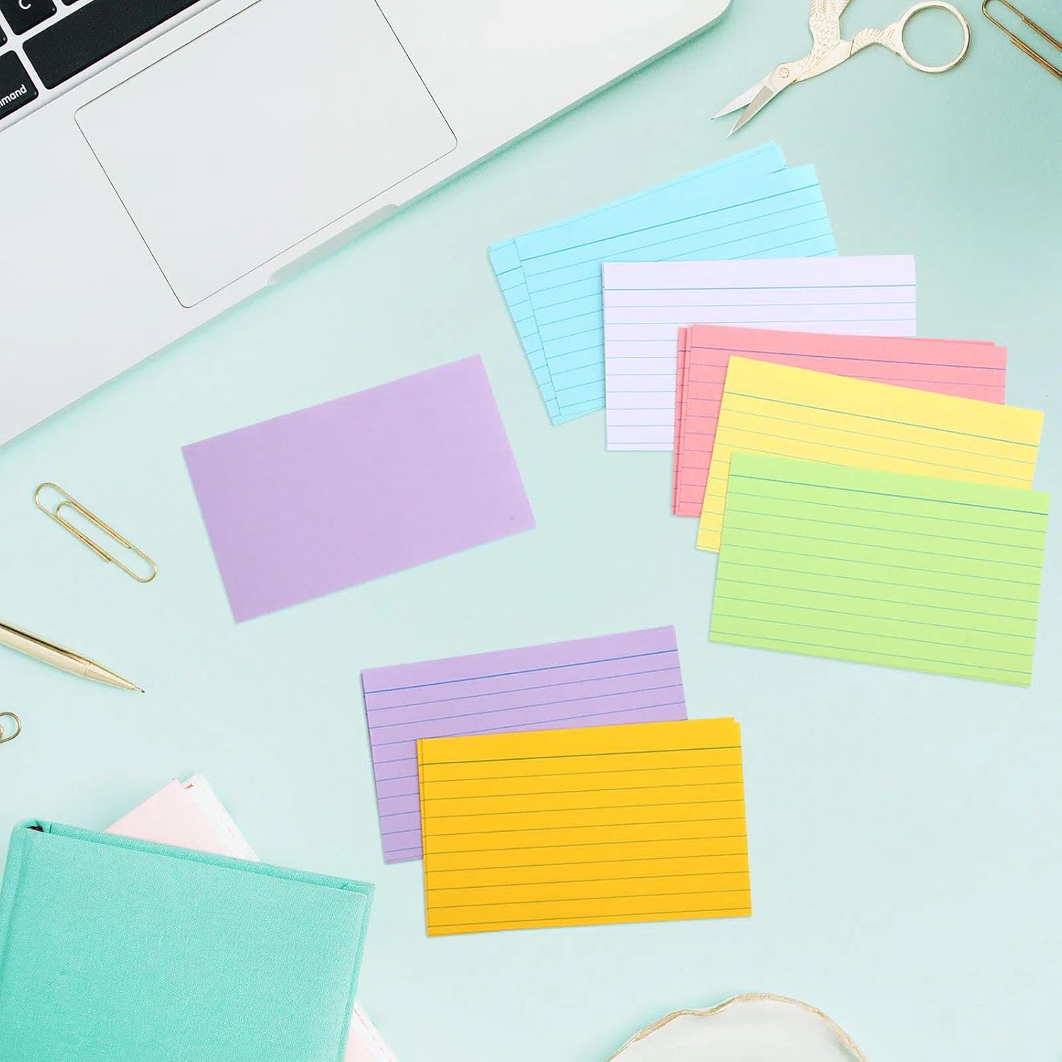 Fainne 2100 Pcs Colored Index Cards Bulk Neon Ruled Note Cards with Lines for Studying Rainbow Pad Index Notecards for Studying School Supply College Office(3 x 5 Inch,Light Color)