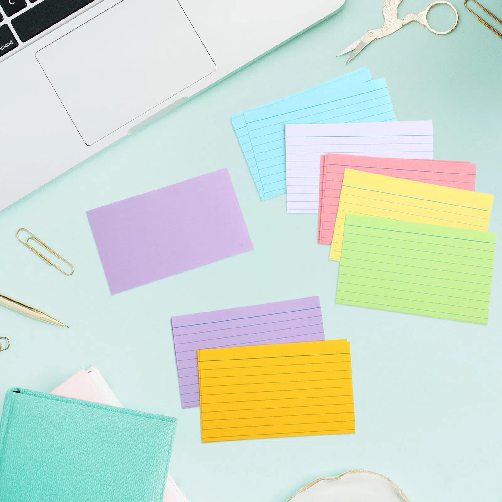 2100 Stück linierte Karteikarten, verschiedene Farben, 7,6 x 12,7 cm, farbige Lernkarten, Schulbedarf, Notizkarten, liniert, für das Studium, Zuhause, Schule, Bürobedarf (helle Farbe)