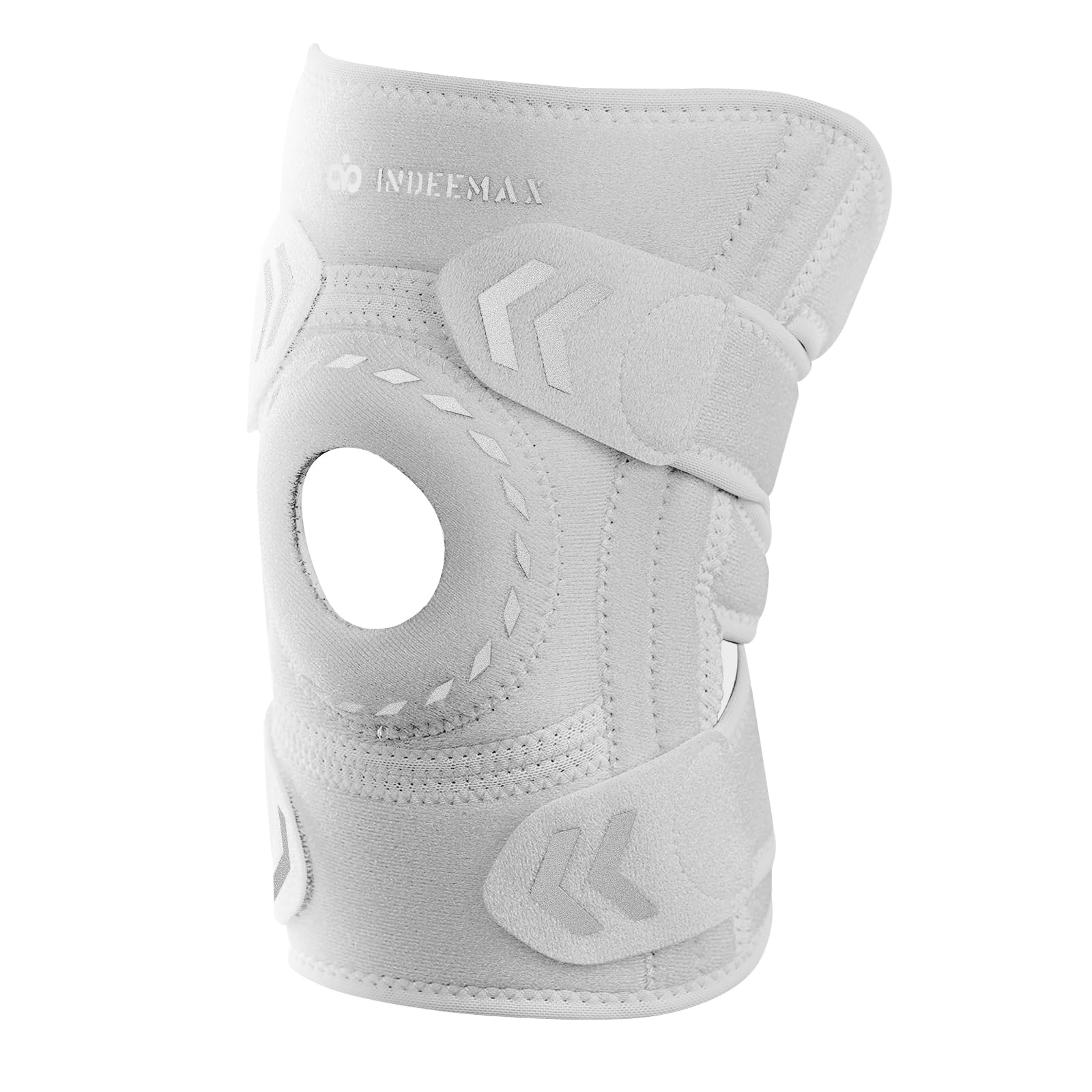 Kniebandage für Männer Damen, Verstellbare Knieorthesen mit offener Patella, Kniestütze Knie Schmerzbandage für Arthrose, Meniskus, Schleimbeutelentzündung, Sport, Laufen (Grau, Einheitsgröße)