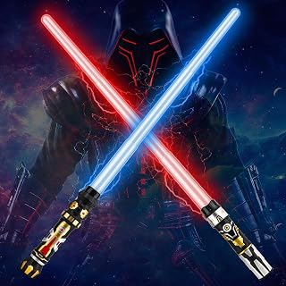 TOY Life Light Up Saber, 2 Pack Light up Saber for Kids, Extendable & Collapsable Light Up Toy Sword for Kids, LED Light Sword Set with Motion Sensitive FX Sound, Dual Light Up Sabers for Kids Adults