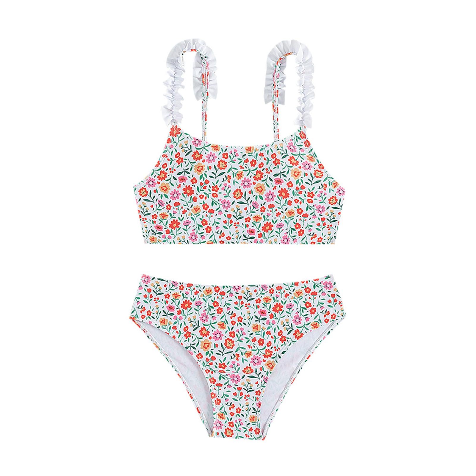 Wesaloes Bikini Niña Bikinis De Niñas Conjunto Bañador Bebe Bañadores Bebe Niña Traje De Baño Bebe Traje De BañO De 2 Piezas con Estampado Floral para Niña