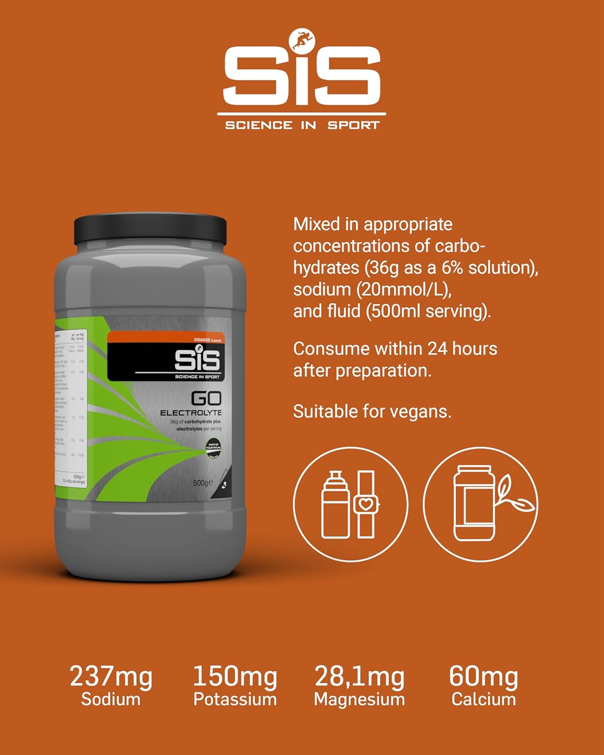 Science in Sport GO Electrolyte - Electrolyte Drink Powder for Body Fluid Balance - Mineral Replenishment & Hydration Support - No Added Sugar - Sports Nutrition - Orange Flavor - 3.5lb