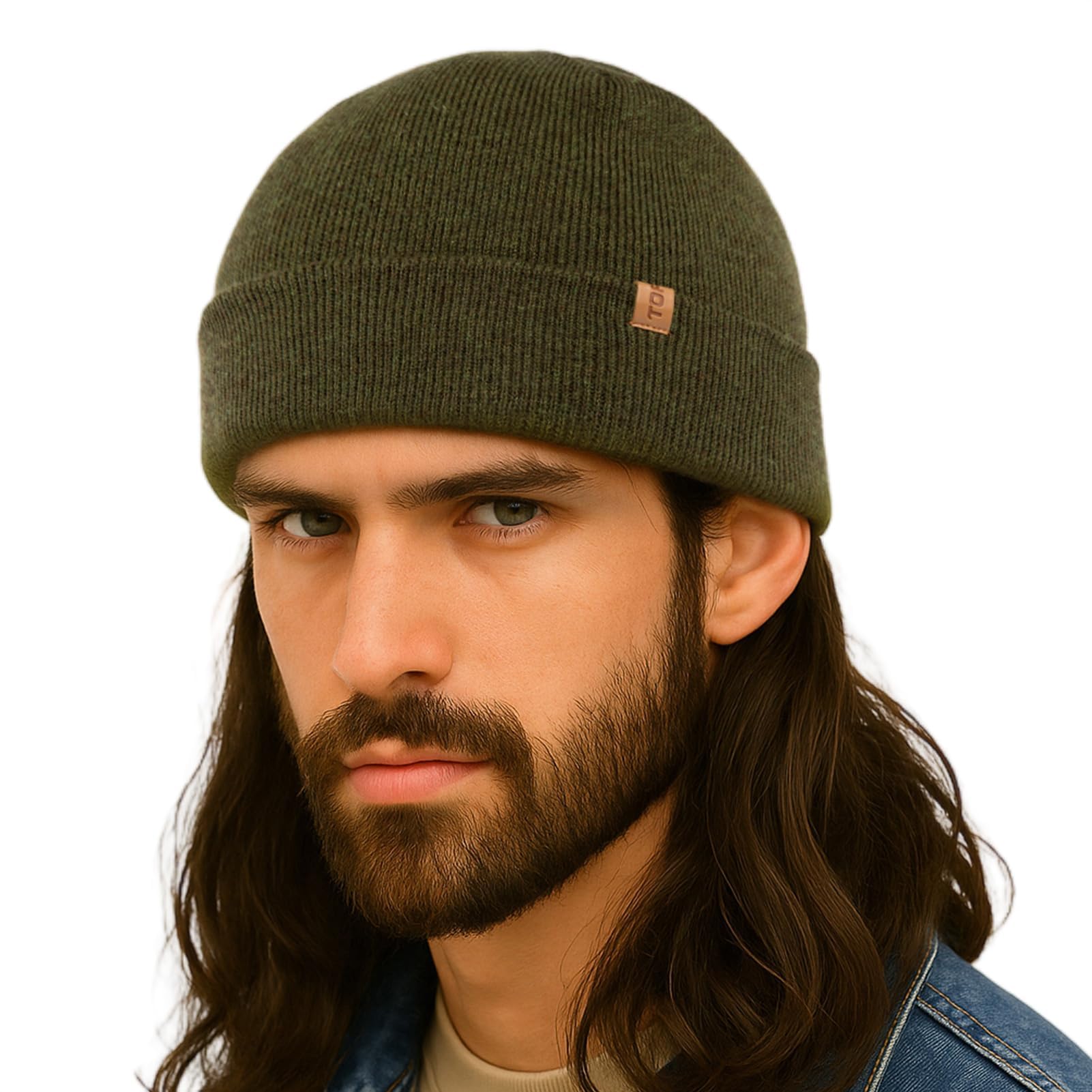 TOP-EX Gorro de pescador de lana de merino de invierno 80% para hombres y mujeres, gorro cálido de punto de doble capa para correr, golf, M-XXL