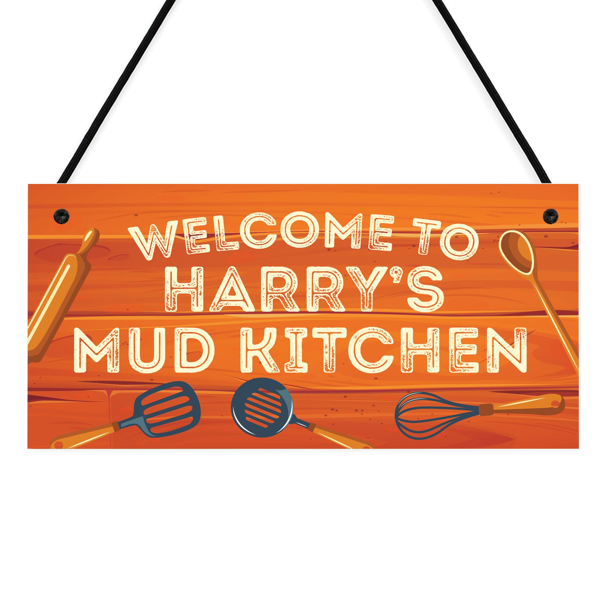 Red Ocean Personalised Welcome Mud Kitchen Signs For Garden Kitchen Play Area Novelty Playhouse Decor Signs For Kids Children Daughter Son