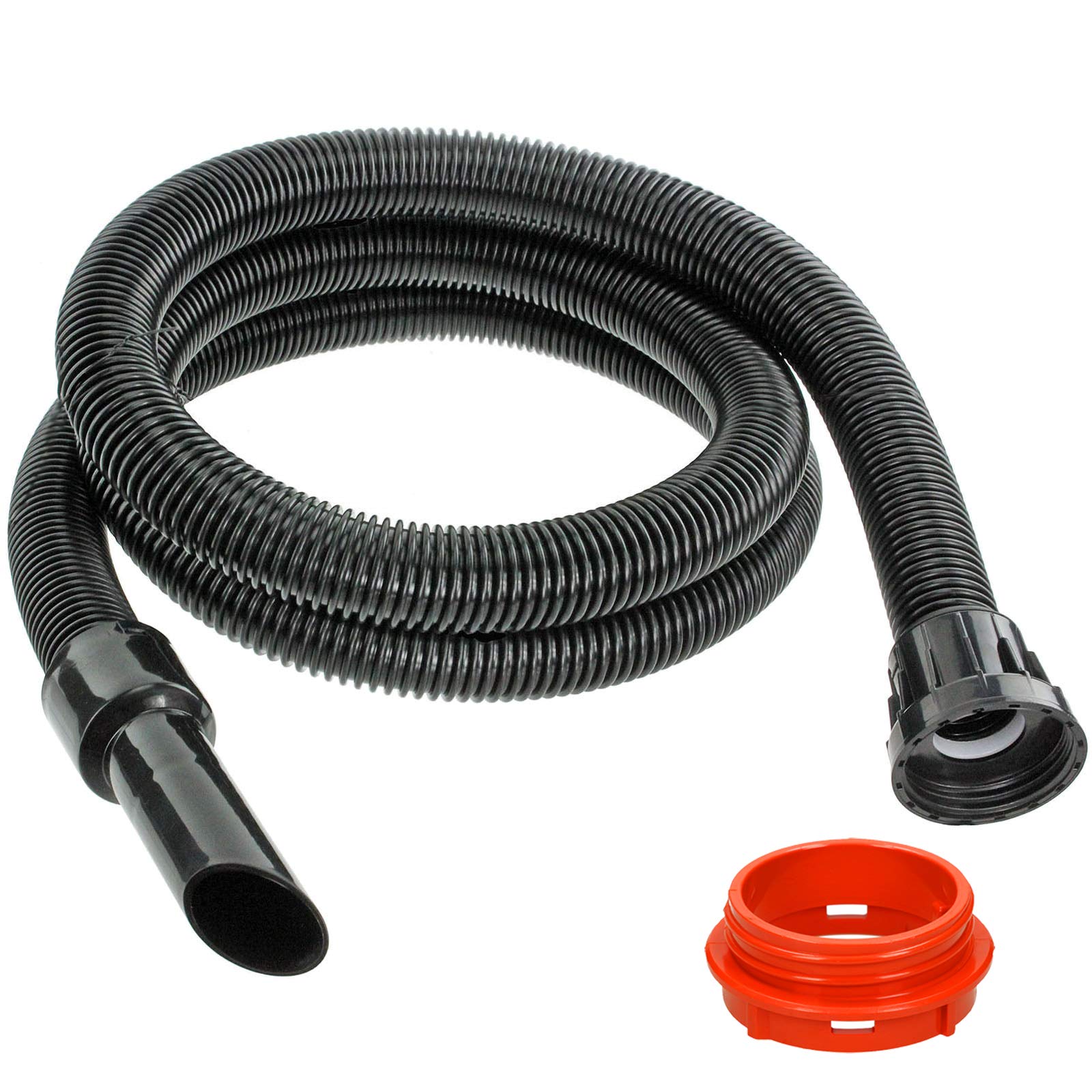 SPARES2GO 2.5m Conical Flo Max Suction Hose + Red Connector Ring Neck for Numatic Henry Charles George Harry James Hoover Vacuum Cleaner (32-38mm)