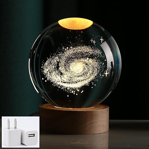 Miniatura 9 de YUANHEN Lámpara nocturna de bola de cristal de ciervo 3D, luz cálida, cargador de pared USB compacto 5V1A, salida 1 para cumpleaños, Navidad,