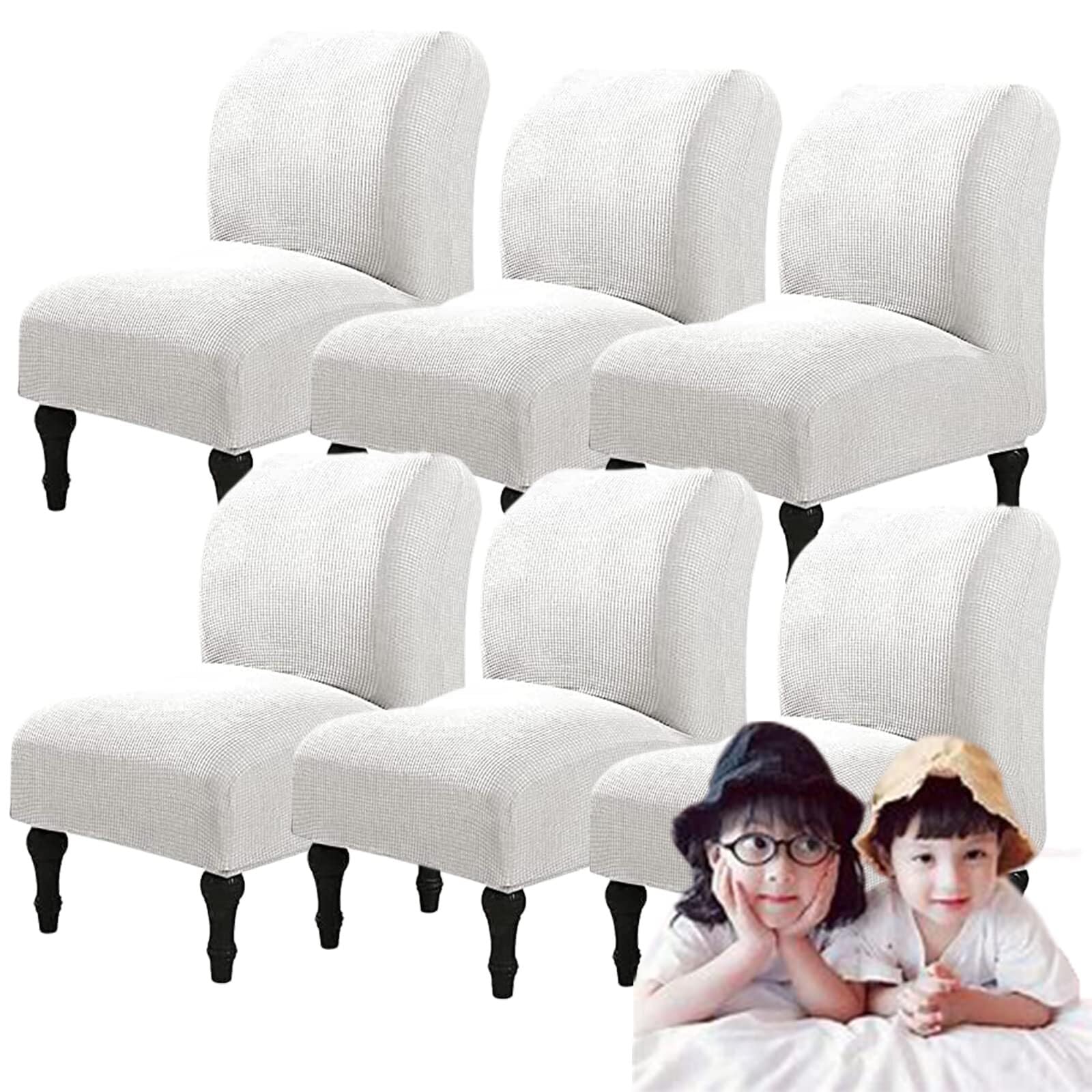NMVAWIPT Armless Accent Chair Covers, Polyester+Spandex Stretch Slipcover, Removable Furniture Protector, For Home Hotel(54#,6pcs)