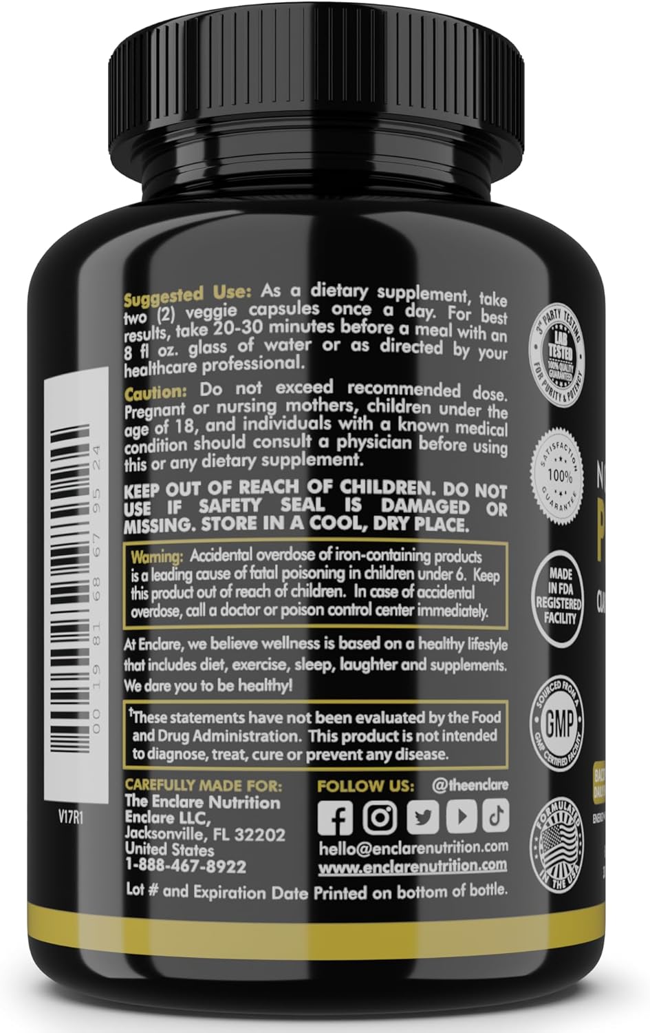 Nootropic Brain Booster, Focus Supplement, Clarity, Memory, Brain Vitamins With 40 Nootropics Phosphatidylserine, Bacopa Monnieri, Huperzine A, DMAE, Inositol, L-Glutamine, Selenium, Choline, DHA (1)