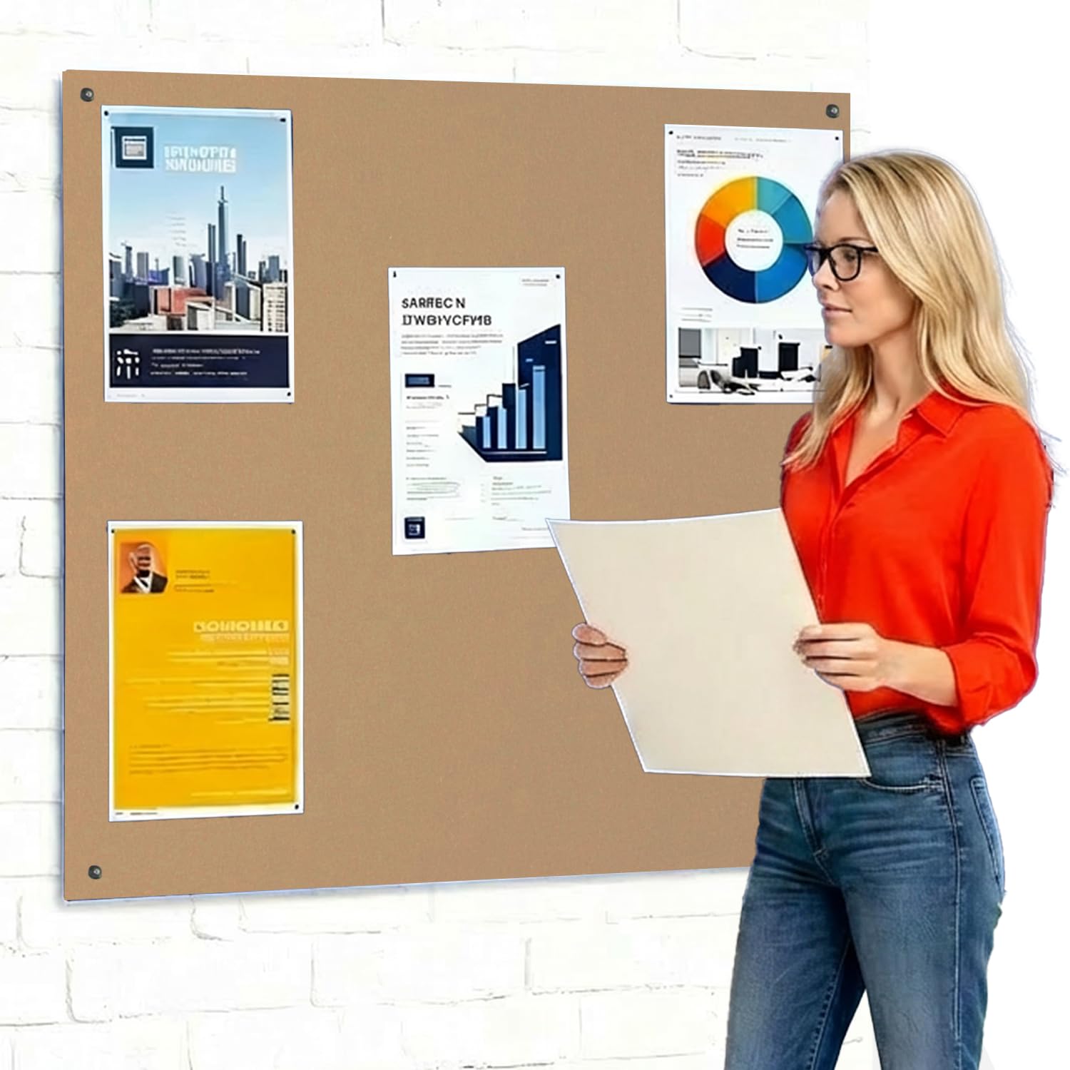 Frameless Fire-Retardant Natural Beige Noticeboard, 120 x 120 cm, Message Pinboard, Recycled, Wall-Mounted - 12 Colours to Choose from - Ideal for Office, School, Public Displays โ image 1