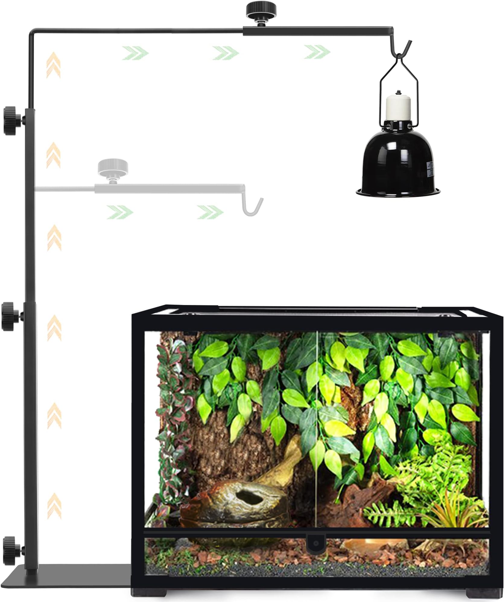 NEPTONIONReptile Domes Stand, Adjustable 17-37 Inch Heat Lamp Stand Fixture for Terrarium, Metal Basking Lamp Holder, Suitable for All Reptile Domes Lamp,XL Size