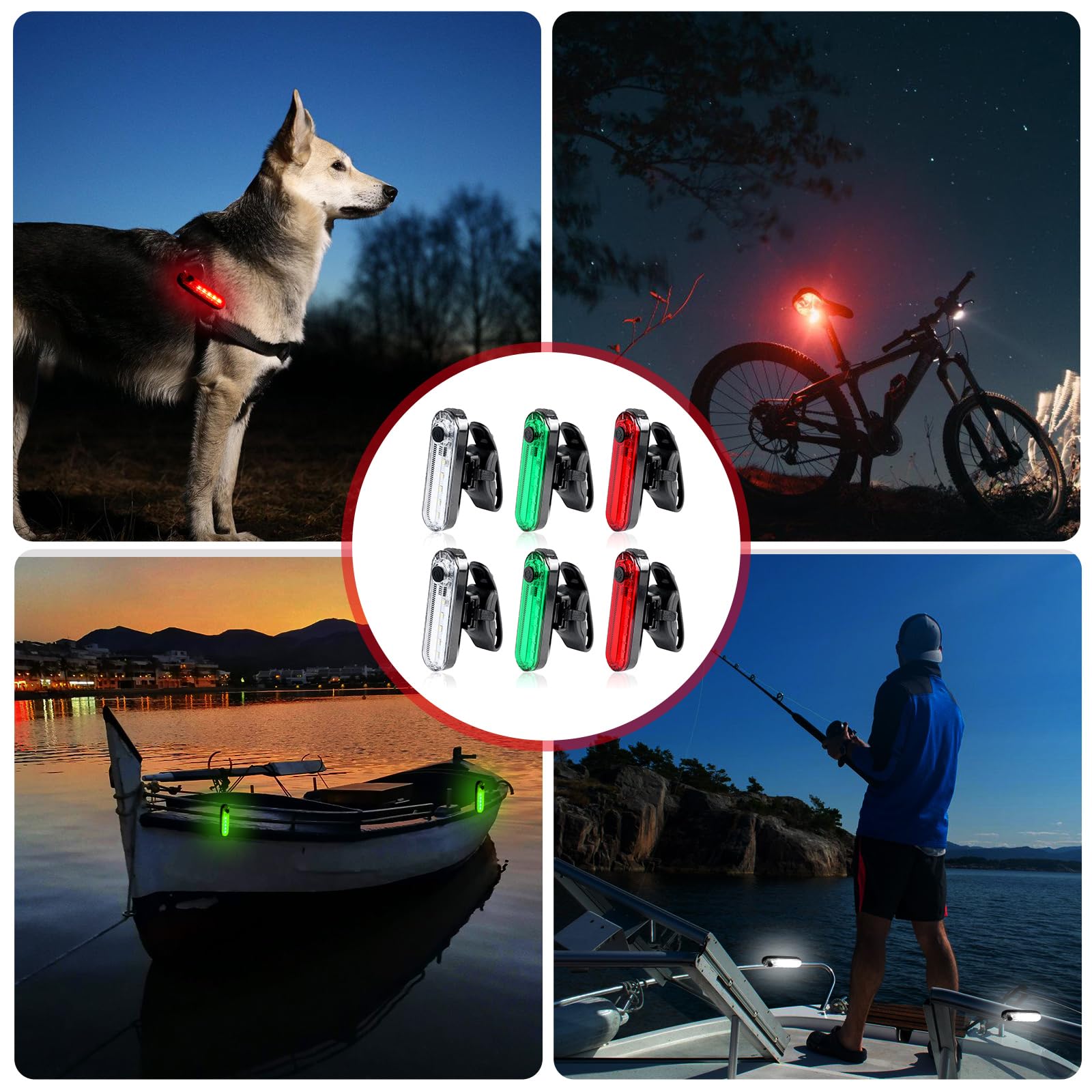 PORFOYO 6 Stück LED Navigationslichter Für Boote, Boots Navigationslichter, Boots-Navigations lichter Buglichter Led Bootslichter Wasserdichte Signalleuchte 4 Arten Blinkmodus, Für Marine Boot Yacht
