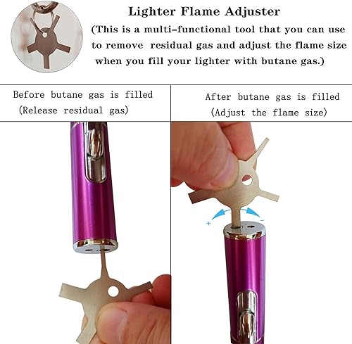 Miniatura 4 de Encendedores de antorcha, encendedores con herramienta de ajuste de llama recargable, combustible de butano, ajustable, resistente al viento,