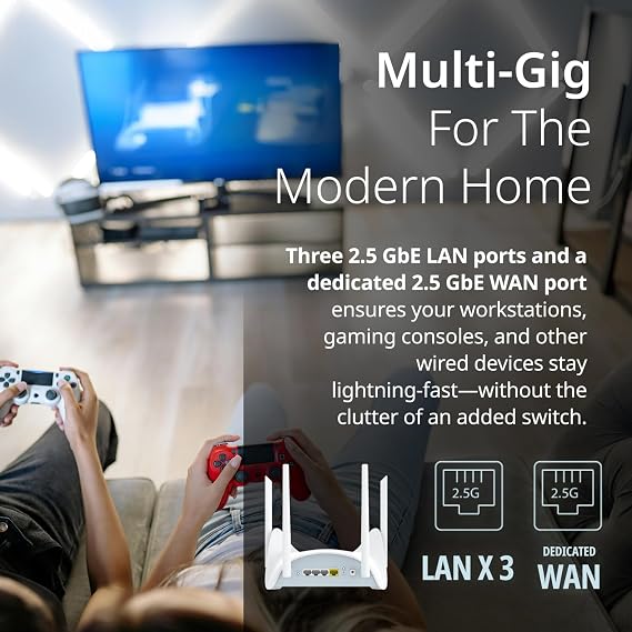 D-Link BE9500 Tri-Band Wi-Fi 7 Smart Router (R95) Sculptured-Wing Design, 2.5 GbE, Self-Optimizing Mesh, Multi-Gig, Parental Controls, Alexa/Google Ready