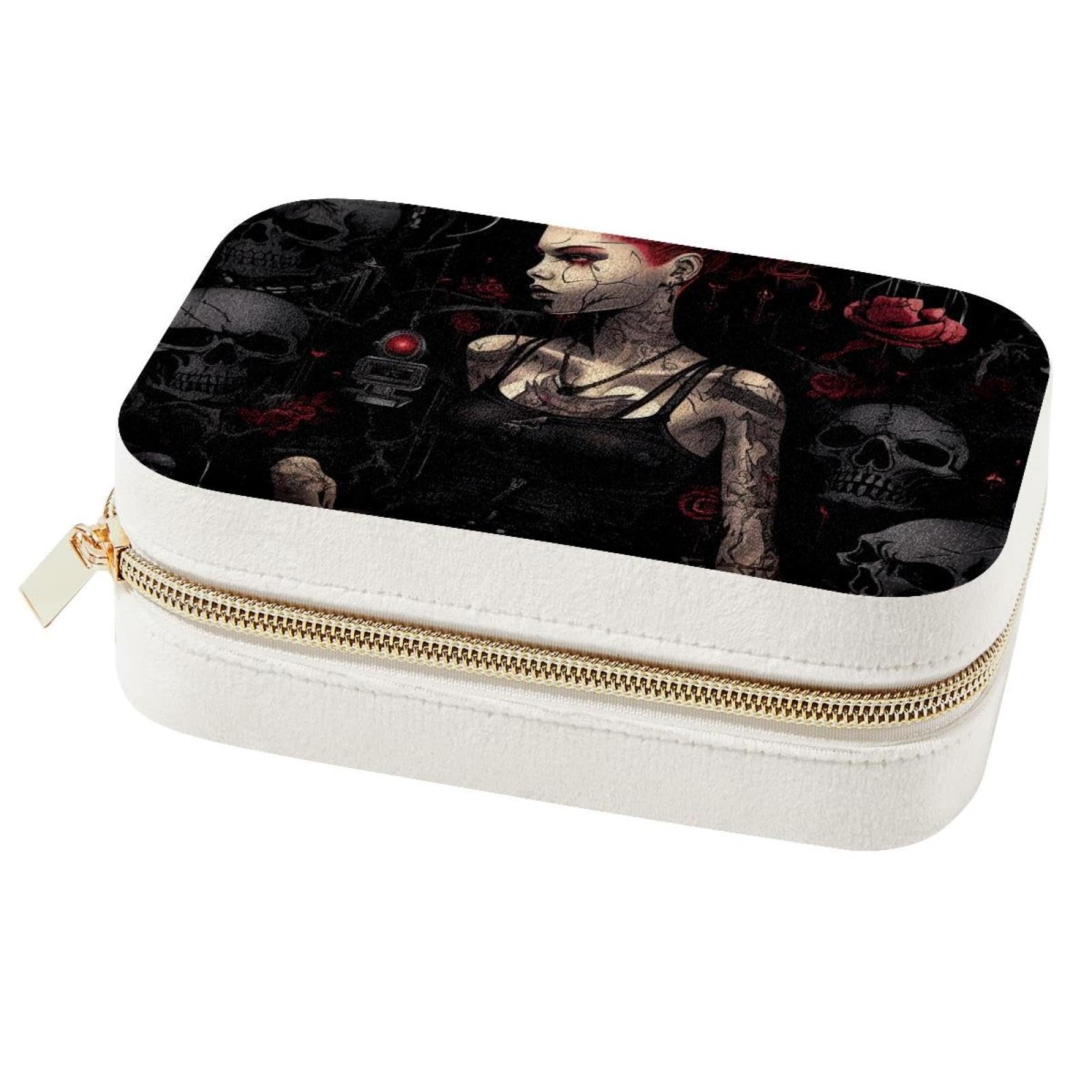 Boîte à bijoux de voyage zippée avec compartiments bagues et boucles