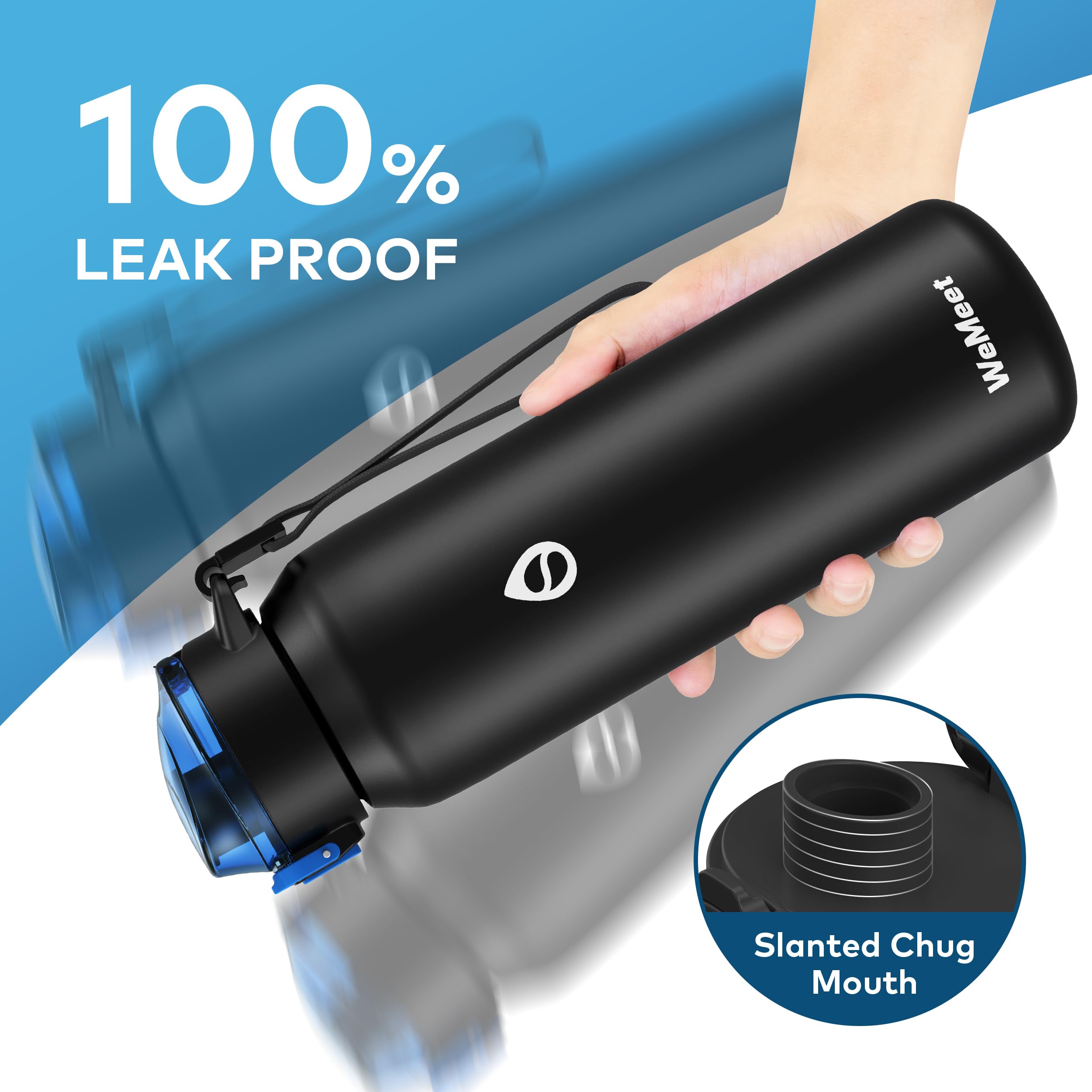 Borraccia In Acciaio Inox 18/10 WEMEET | 700 Ml | Con Cannuccia | Termica E A Prova Di Perdite - Foto 4