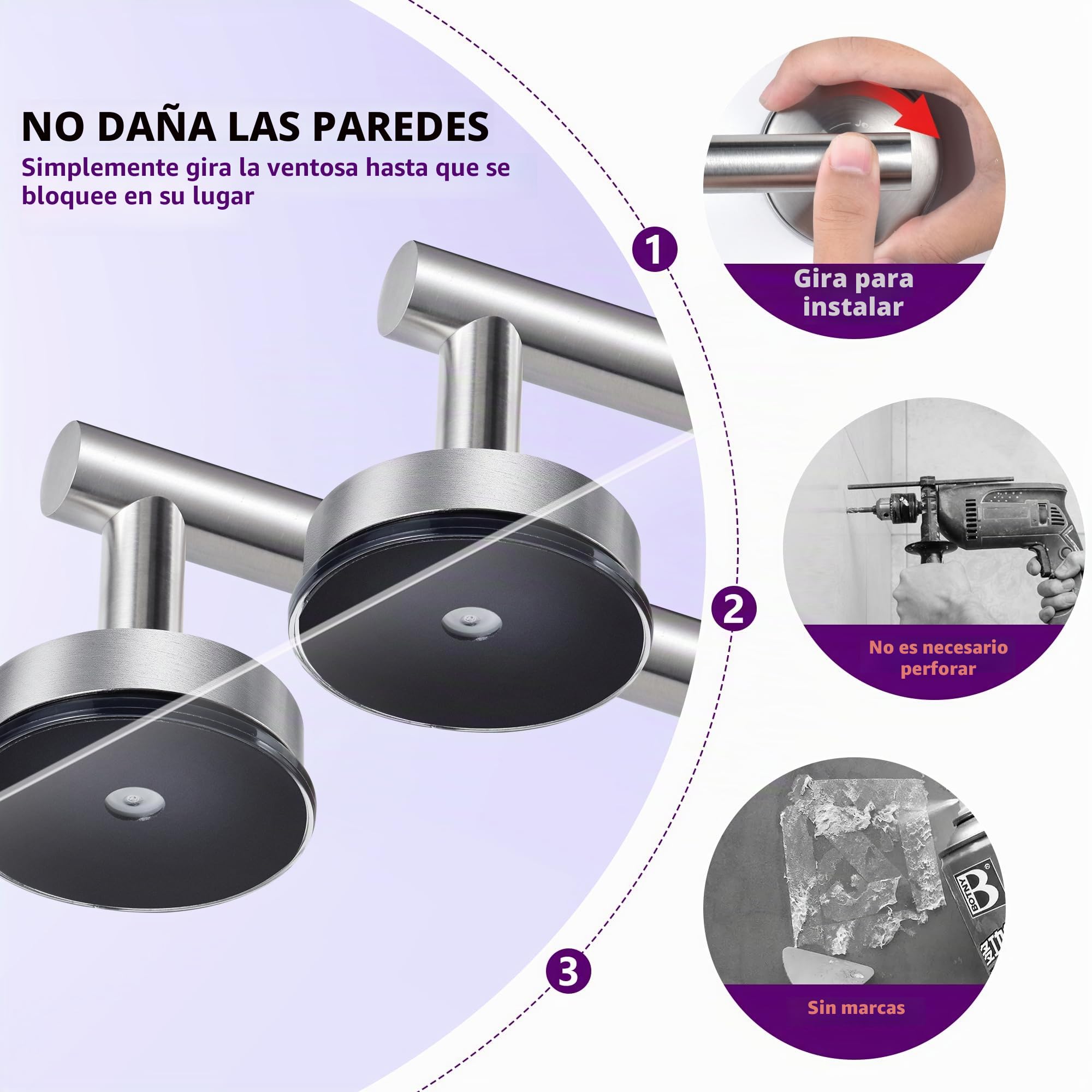 JOMOLA Portarrollos de Papel Higiénico de Acero Inoxidable Ventosa Soporte para Papel Higiénico para Montar Baño Cocina Gancho Ventosa para Toalla Toallero Dispensador de Papel de Seda Plata, 2 Piezas