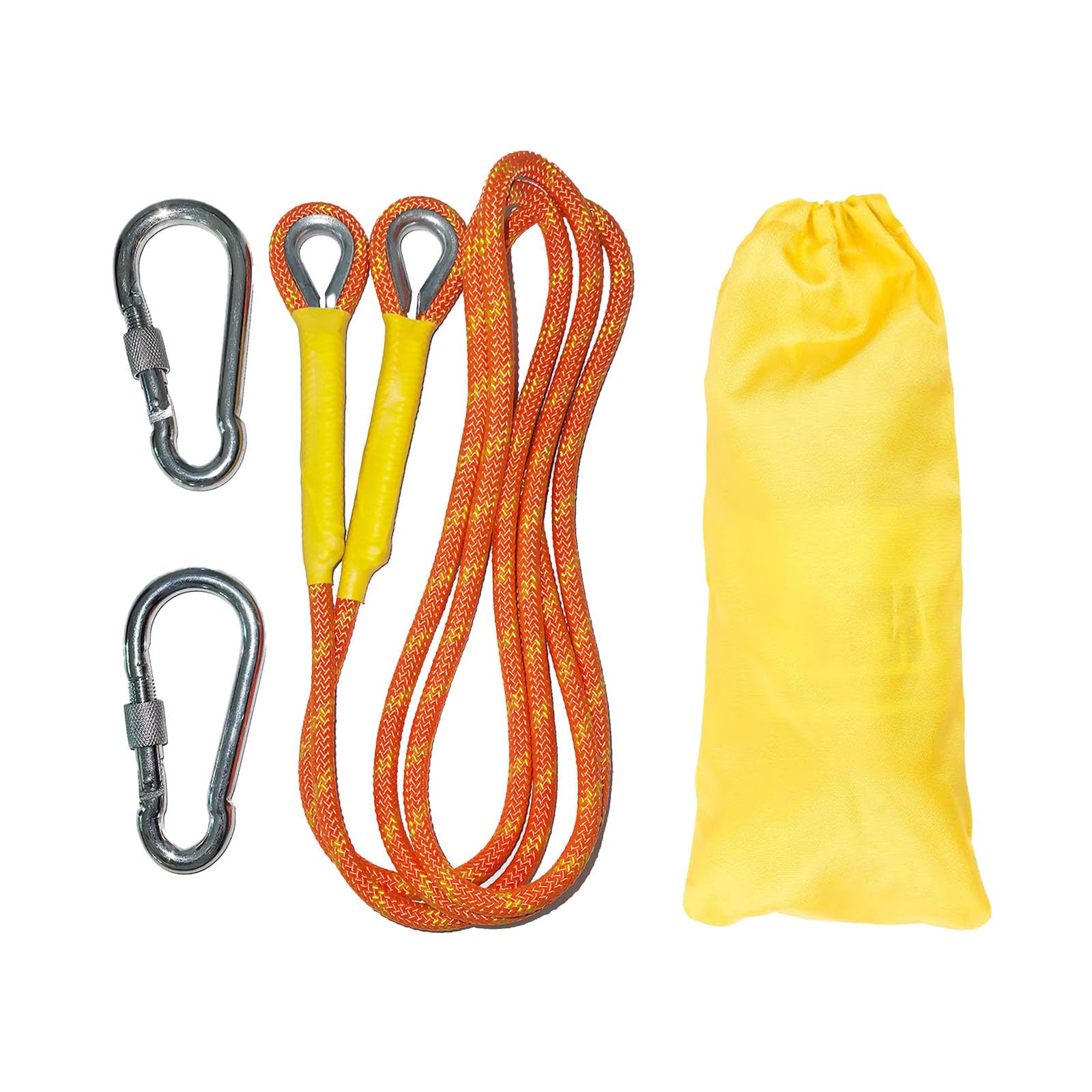 Cuerda de Escalada 8mm al Aire Libre Cuerda de Escalada estática de 2m Cuerda de Seguridad Escalada Cuerda de Escape con 2 mosquetones para Fuego Alpinismo Camping Naranja