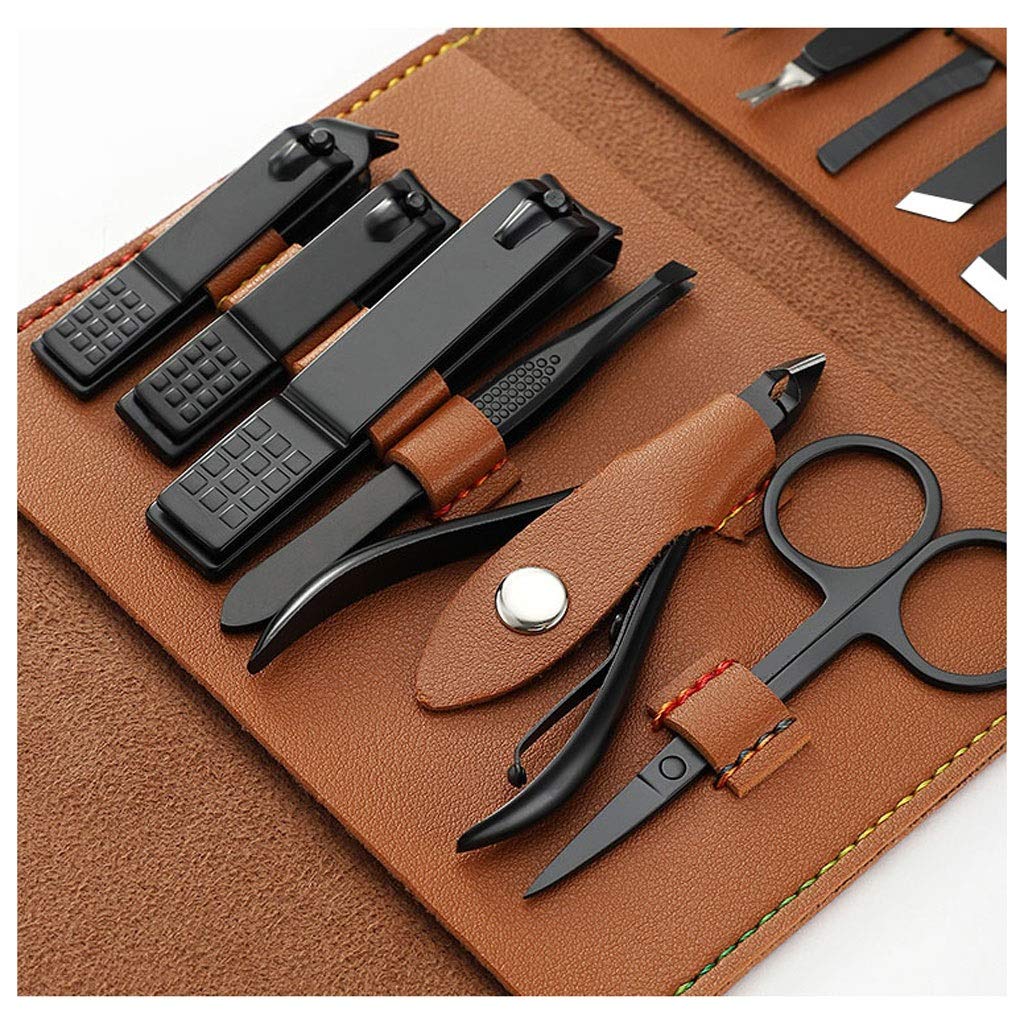 Nägelkleidung reparieren, Nagelpflege-Maniküre-SetKit Pediküre-Pflegewerkzeuge-EdelstahlNagelknipser/Pediküre-Set Herren-Nagelknipser-Set aus Spezialkohlenstoffstahl Schwarzes Ohrpick-Werkzeug Haushal