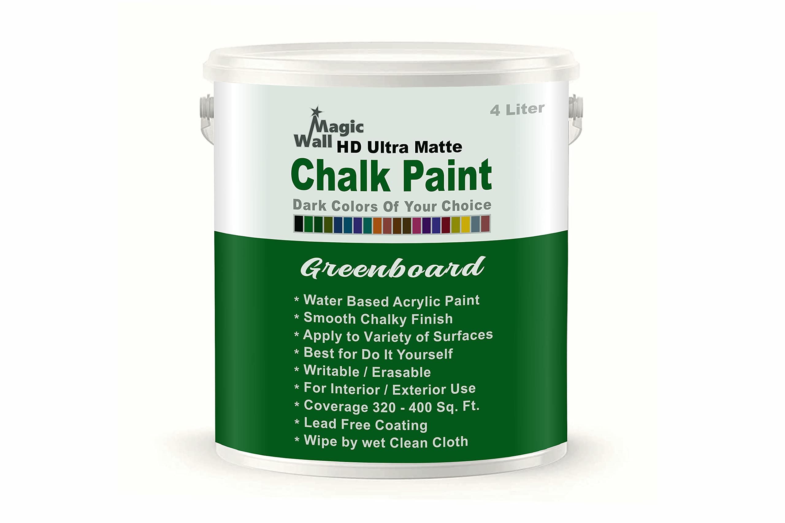 See full amazon price history chart for Chalk Paint Dark Colors | 4 Liter - Matt Finish | Water Base Acrylic Paint | Coverage : 320 to 400 Sq. Ft. | Apply on Surfaces Like Walls, Boards, Furniture & Home Decor Products. (Greenboard) Chalk Paint Dark Colors | 4 Liter - Matt Finish | Water Base Acrylic Paint | Coverage : 320 to 400 Sq. Ft. | Apply on Surfaces Like Walls, Boards, Furniture & Home Decor Products. (Greenboard) (B096VNC45D) Amazon Price History, Amazon Price Tracker