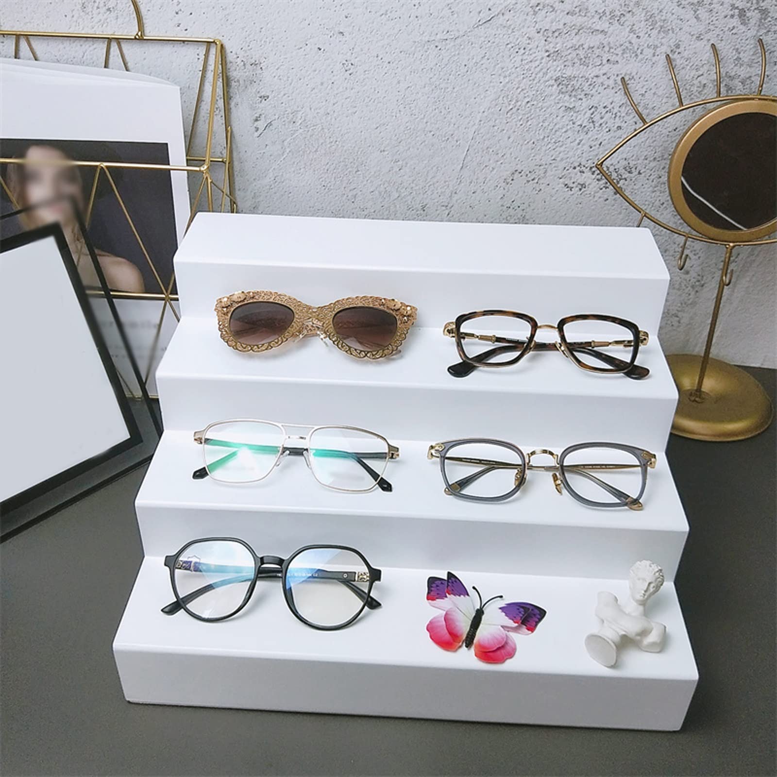 Brillenhalte Holzquadrat-Displayleiter-Gläser Stand-Display-Stand-Sonnenbrille-Organizer-Ständer Brillenständer (Size : 3)
