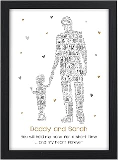 Beecreative PERSONALISED Daddy and Daughter, Little Girl, Son, Little Boy Gifts for Daddy, Dad, Grandad, Him - Birthday, Fathers Day, Christmas Gifts for Daddy, Grandad - 1, 2 or 3 Children Designs
