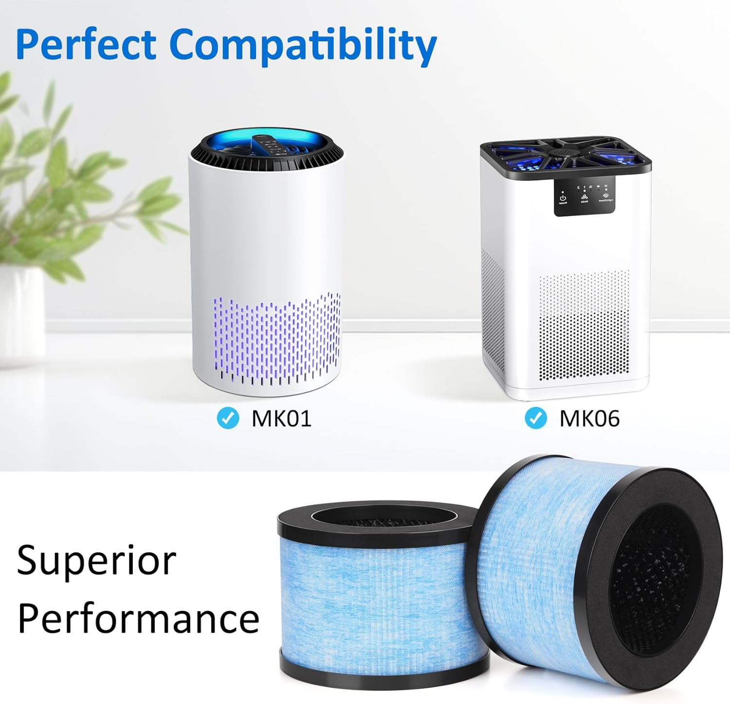 MK06 MK01 True HEPA Replacement Filter Compatible with AROEVE MK01 MK06, for VOOPNU DH-JH12 and Kloudi DH-JH01 Air Purifier, Standard Version, 3 Pack - Image 3