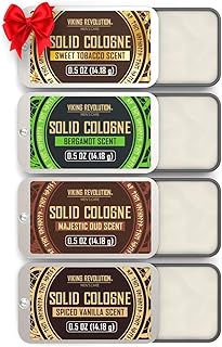 Viking Revolution 4 Pack Mens Colognes - 0.5 Oz Solid Perfume with Spiced Vanilla, Sweet Tobacco, Majestic Oud, Bergamot - Travel Wax Balm Cologne