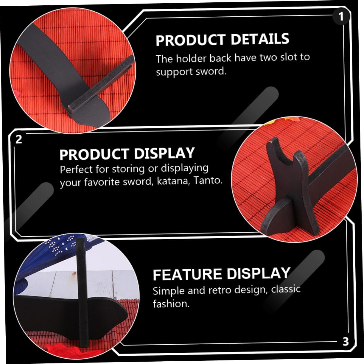 YARNOW 4pcs Black Display Stand for Chinese Adjustable Rack Decorative Holder for Collectibles Suitable for Home and Office Display