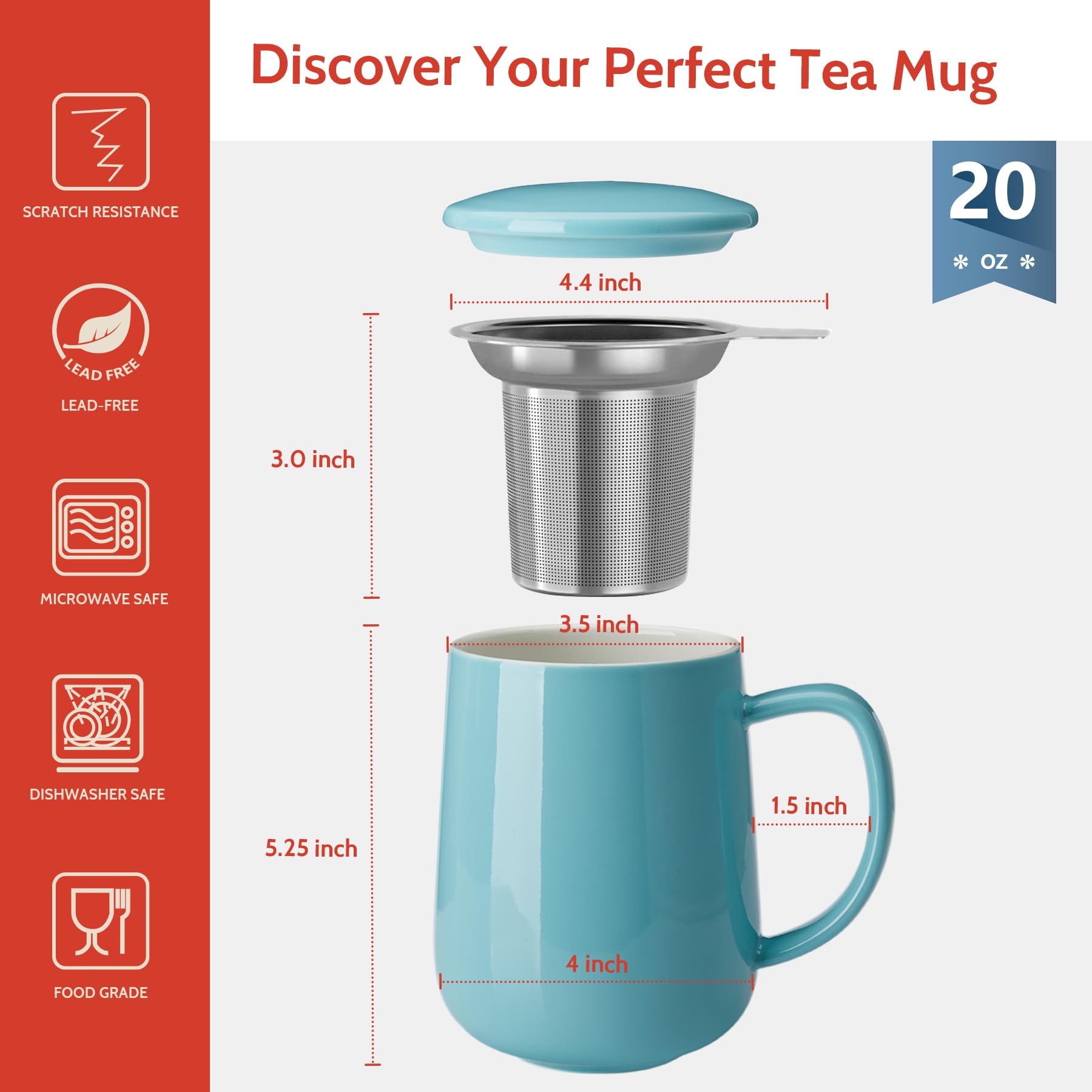 Bule De Chá Sweese Porcelana 765ml - Com Infusor Aço Inoxidável