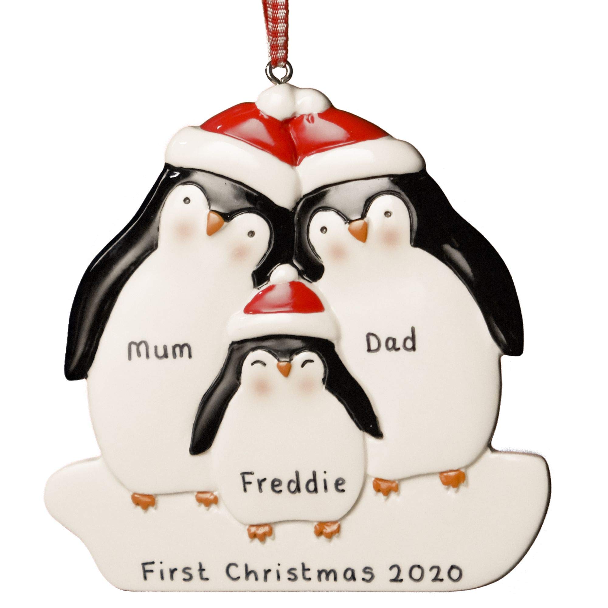 Personalised Christmas Decoration Penguin Family of 3 My 1st Xmas Baby Gift Ornament Keepsake