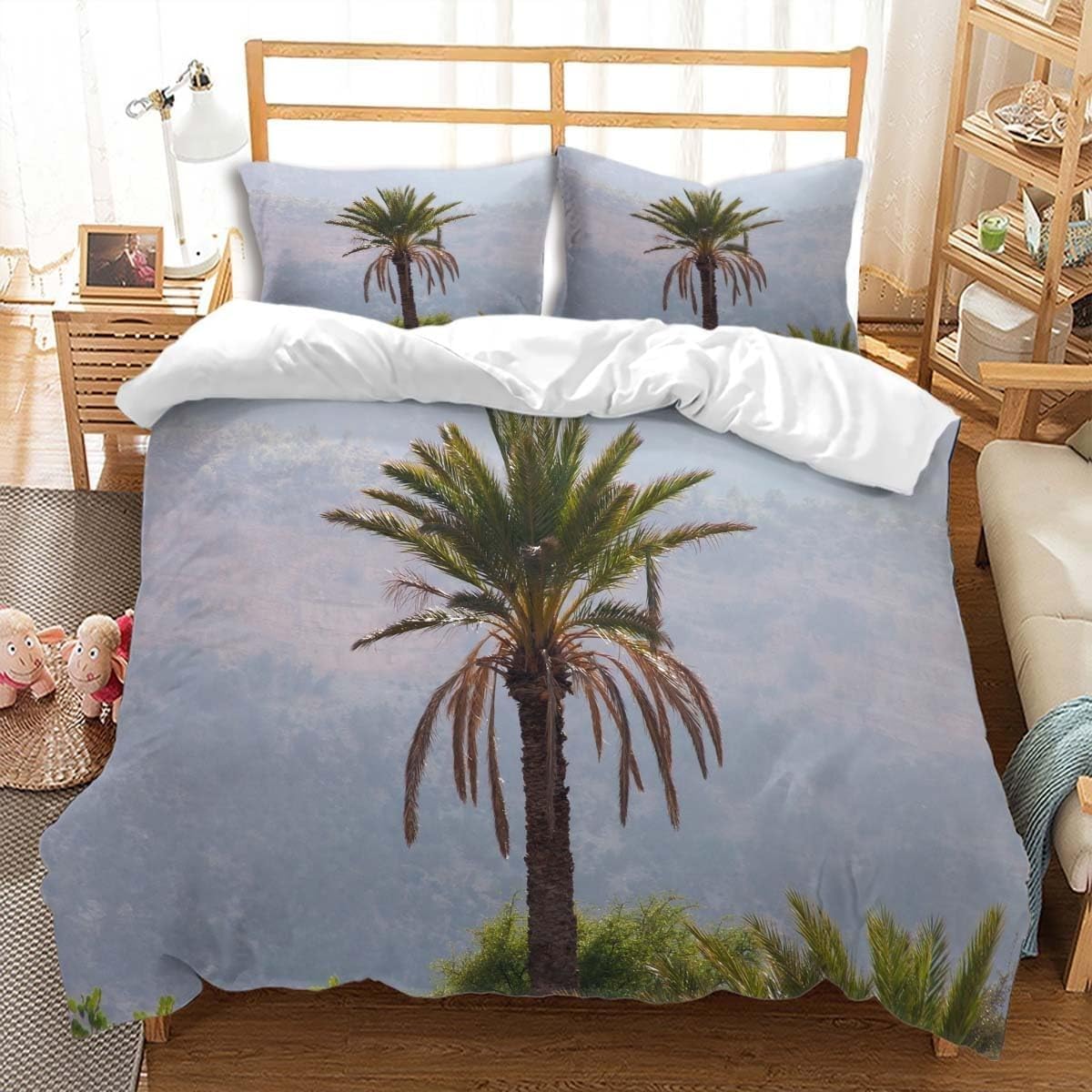 Sets de housse couette 220x240 cm bleu avec taies d'oreiller