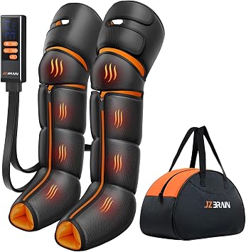 JZBRAIN Leg Massager with Heat and Compression for Circulation, Foot and Calf Thigh Massager for Pain Relief, Compression Boots with Heated Knee, 9 Intensity, 6 Modes, 3 Heat