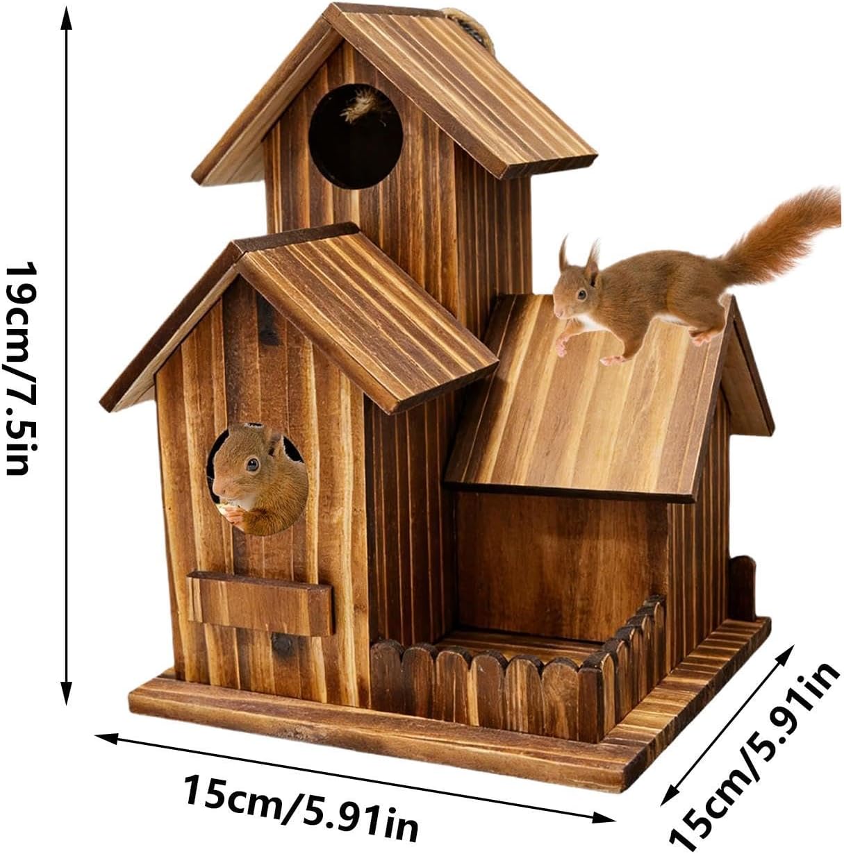Squirrel Feeders Outside Three – Room Design Food Wooden, Feeding Outdoor Station Chipmunk, Feeder Flexible Roof Garden Tree | Outside Three-Room Design Food Wooden Feeding Outdoor Station Chipmun