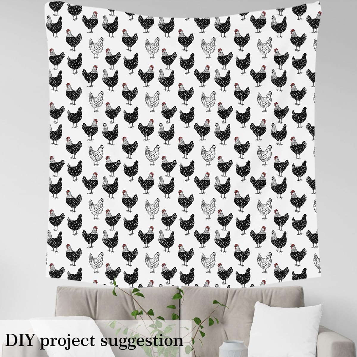 jejeloiu Kids 2 Yards Chicken Fabric by The Yard Farm Rustic Animal Door Decorative Cute Farmhouse Chick Upholstery Fabric for Chairs Soft Flannel