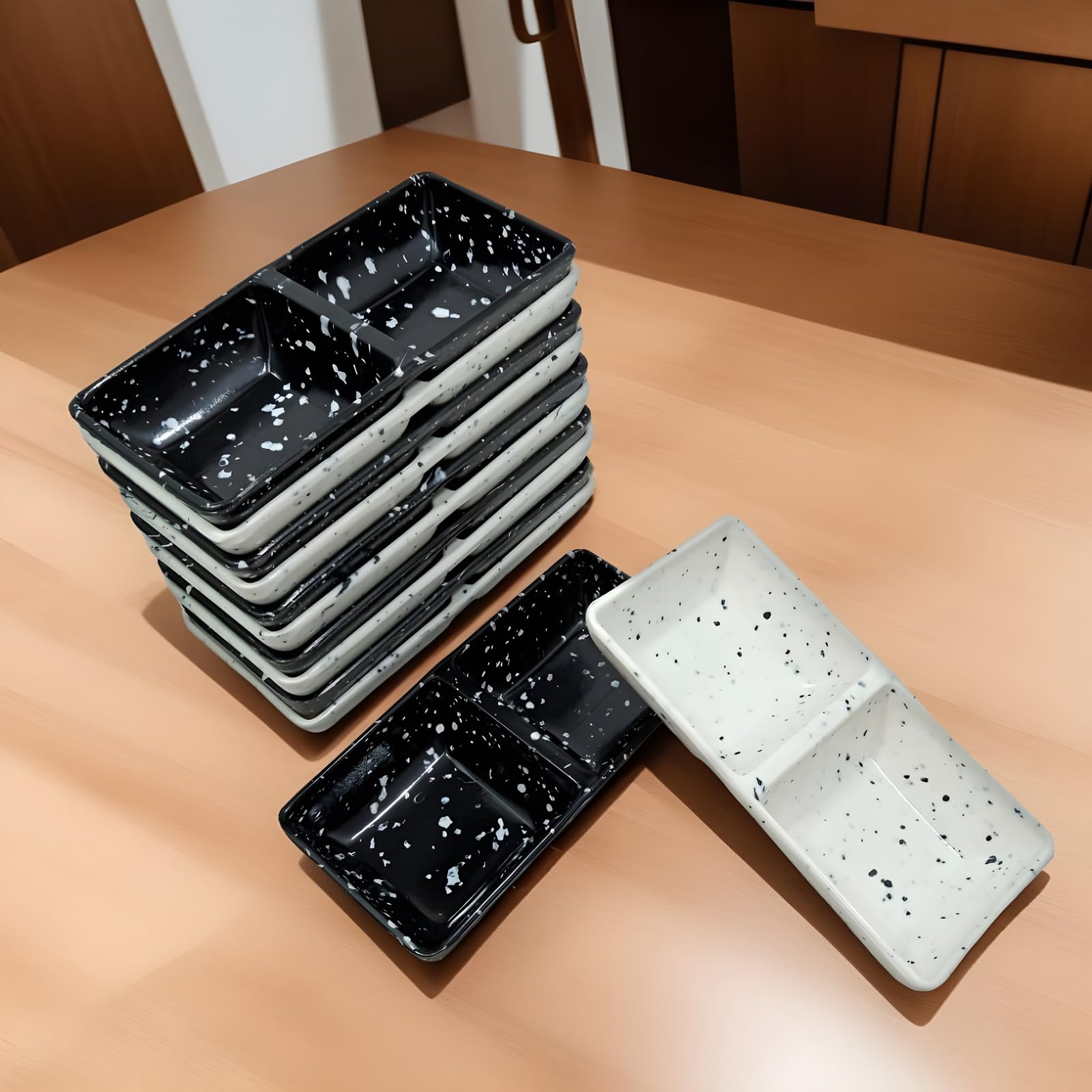 Serve in Style with Our 12 Piece Melamine Sauce Bowl in 6 Black & 6 White Color- Perfect for Dinners, Serving as Snacks Bowl and More!