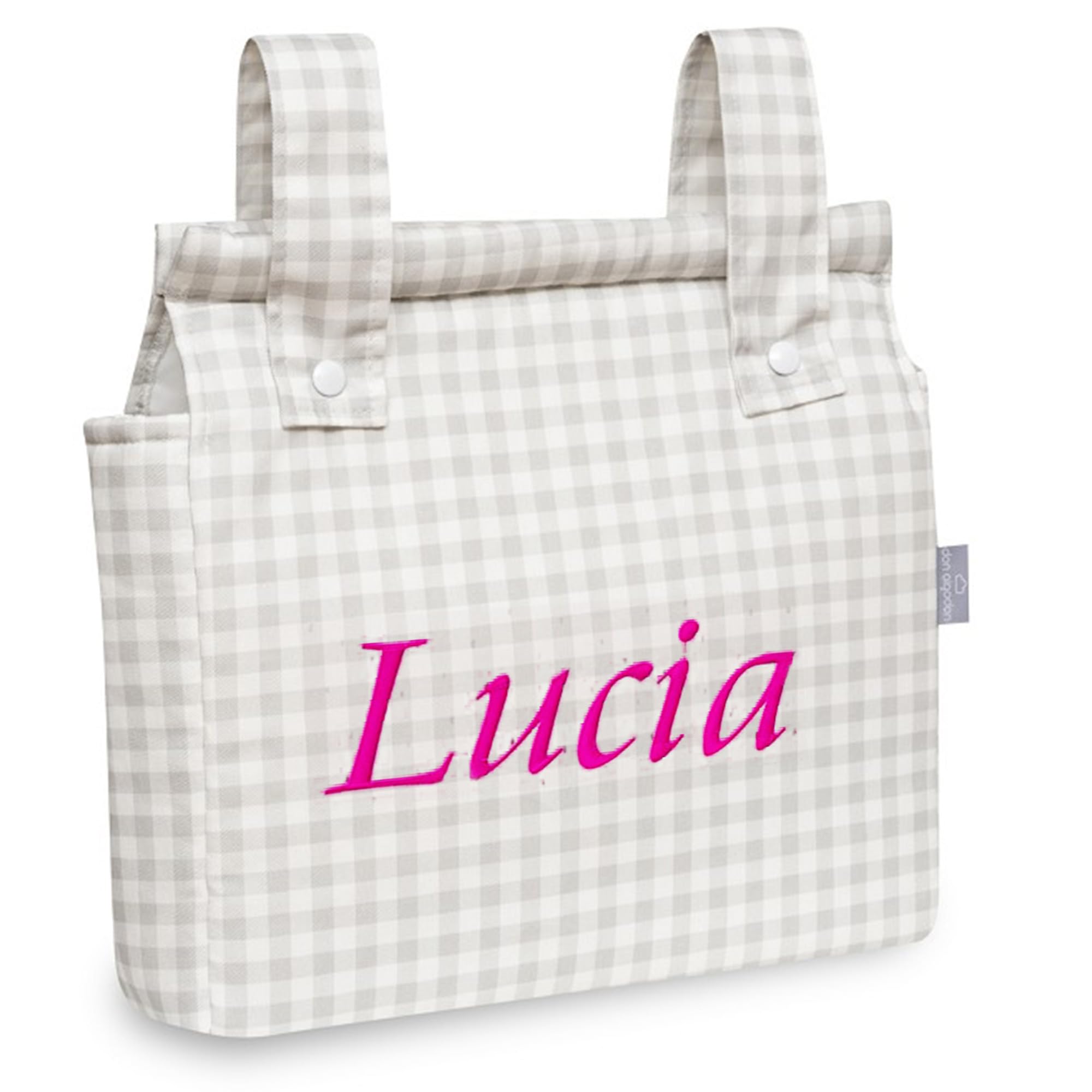 various - Talega para silla de Paseo Bolso Panera Carrito Bebe -Personalizable Nombre Bebé Bordado con Diseño Práctico y Funcional Cierre con Cremallera olso organizador de muselina Color Gris
