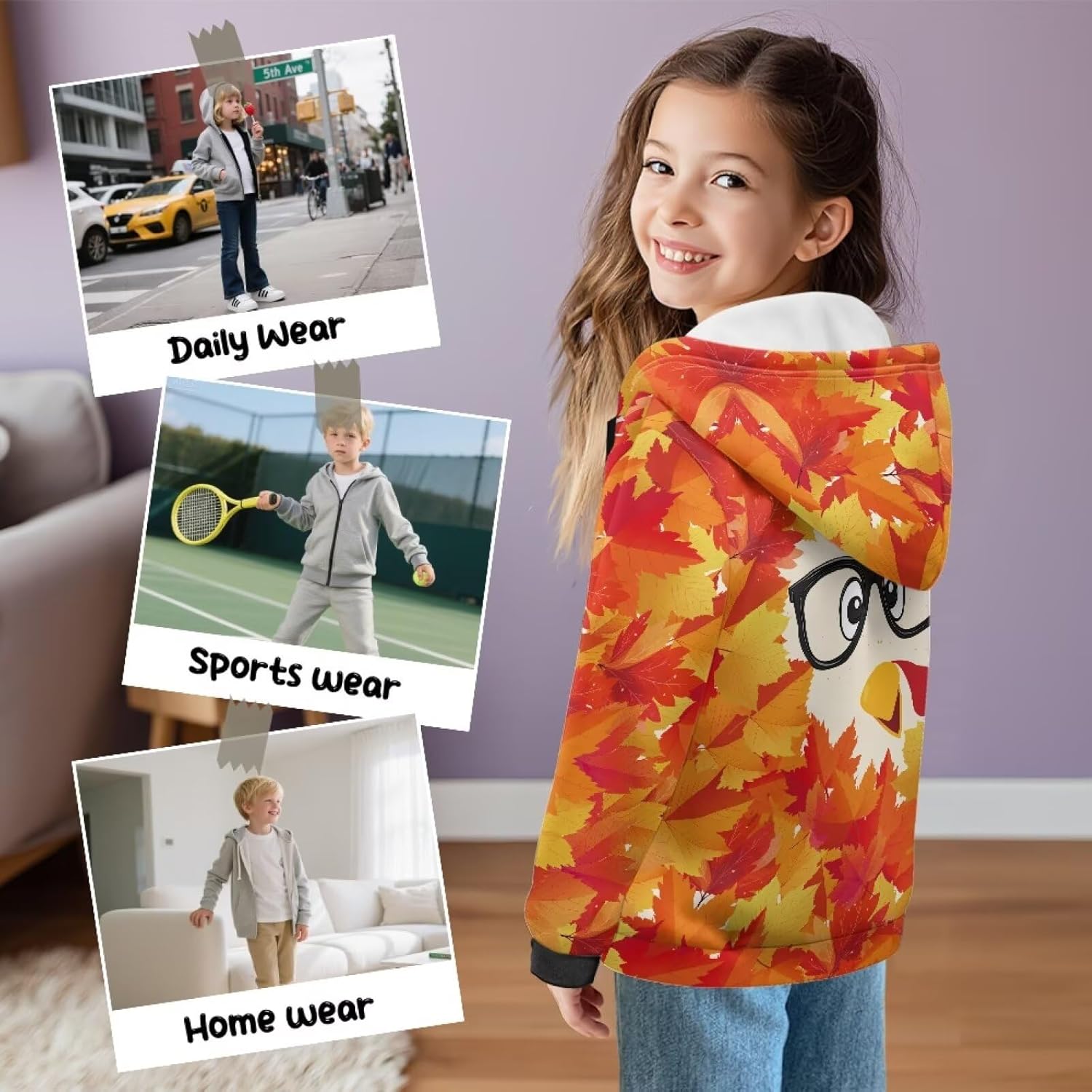 Zip Up Hoodie for Boys Girls Fleece Hooded Sweatshirt with Pockets Childrens Long Sleeve Jacket Full-Zip Activewear