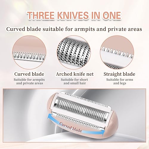 Miniatura 5 de Maquinillas de afeitar eléctricas inalámbricas para mujer, dispositivo de depilación recargable impermeable IPX7, maquinilla de afeitar facial