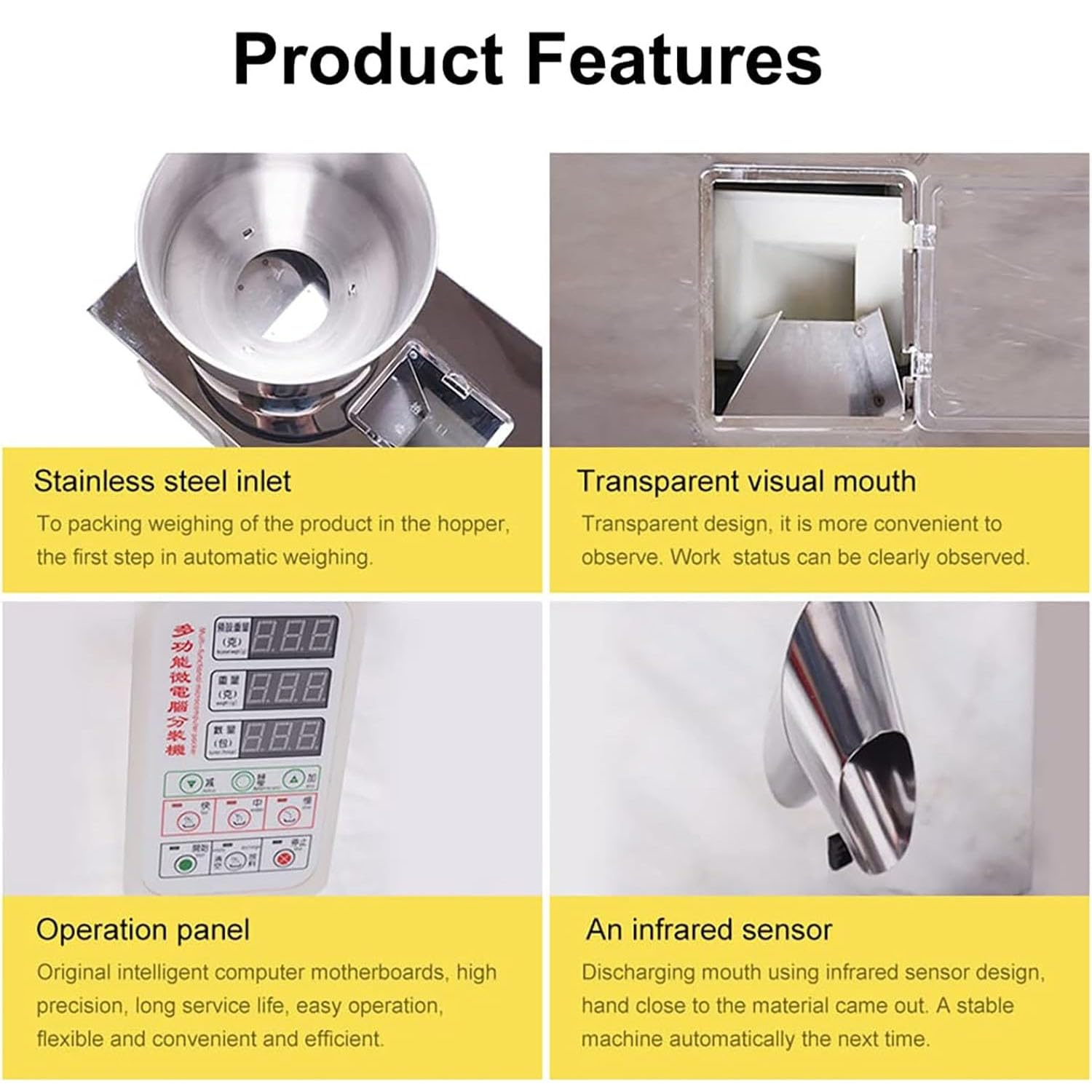 Máquina Llenadora Y Pesadora De Bolsas De Polvo, Envasadora Automática con Panel De Control Inteligente Y Ventana Visual, con Una Velocidad De Dispensado De 12 a 20 Paquetes/min para Té Y Café
