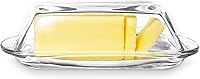 Kangaroo Crystal Clear Glass Butter Dish with Lid - Elegant Countertop Fridge Keeper for Butter, Cream Cheese & Snacks