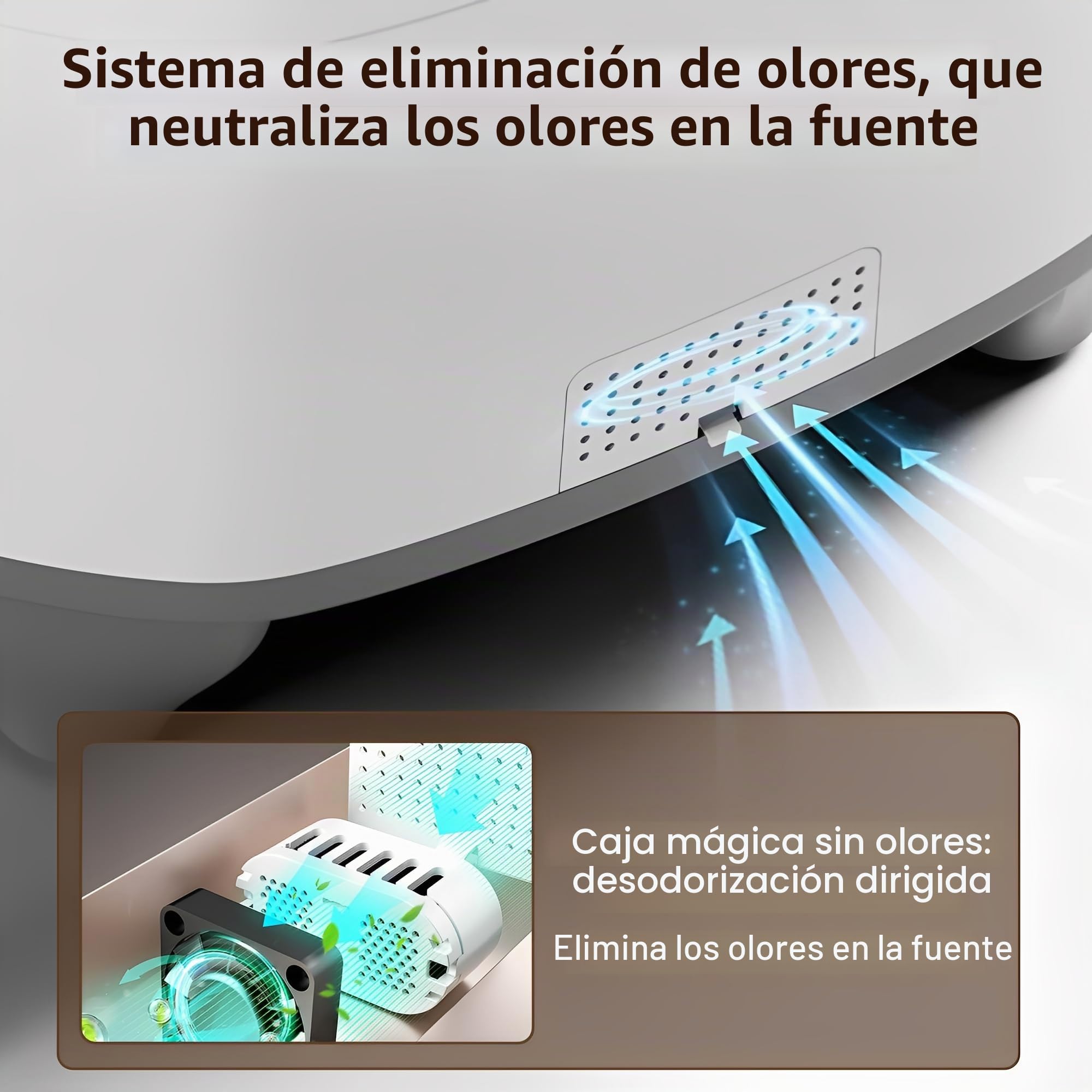 Arenero Gatos Autolimpiable, Caixa de Areia para Gatos Automatico, Estante Superior para Almacenamiento, Protección de Seguridad, App Control, Capacidad Grande de 80 litros, para Gatos Grandes