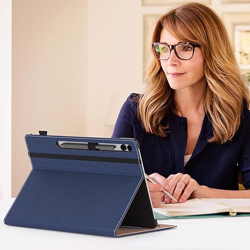 Miniatura 8 de MoKo Funda para Samsung Galaxy Tab S9 FE Plus de 12.4 pulgadas 2023 SM-X610SM-X616, piel sintética multiángulo de visión plegable con soporte para