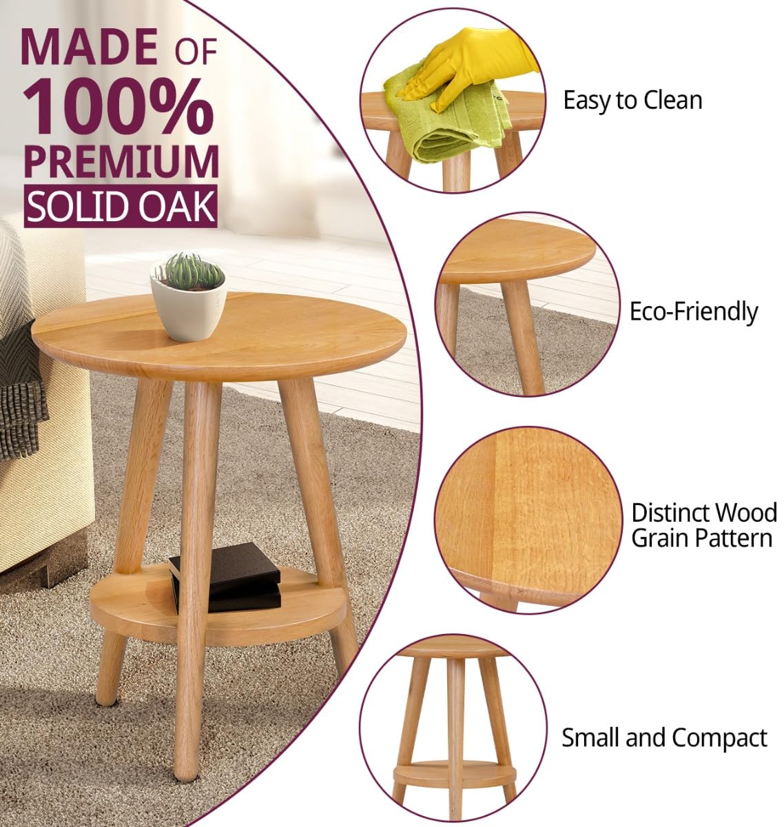 SoBuy Set Di 2 Tavolini Bassi Da Salotto In Legno Massiccio Di Hevea E Mdf Con 4 Ripiani Bianco Fbt75 W