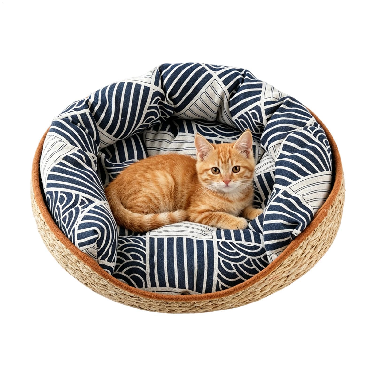 Casa cueva tejida para gatos ideal para ventanas soleadas y viajes cómodos en el coche