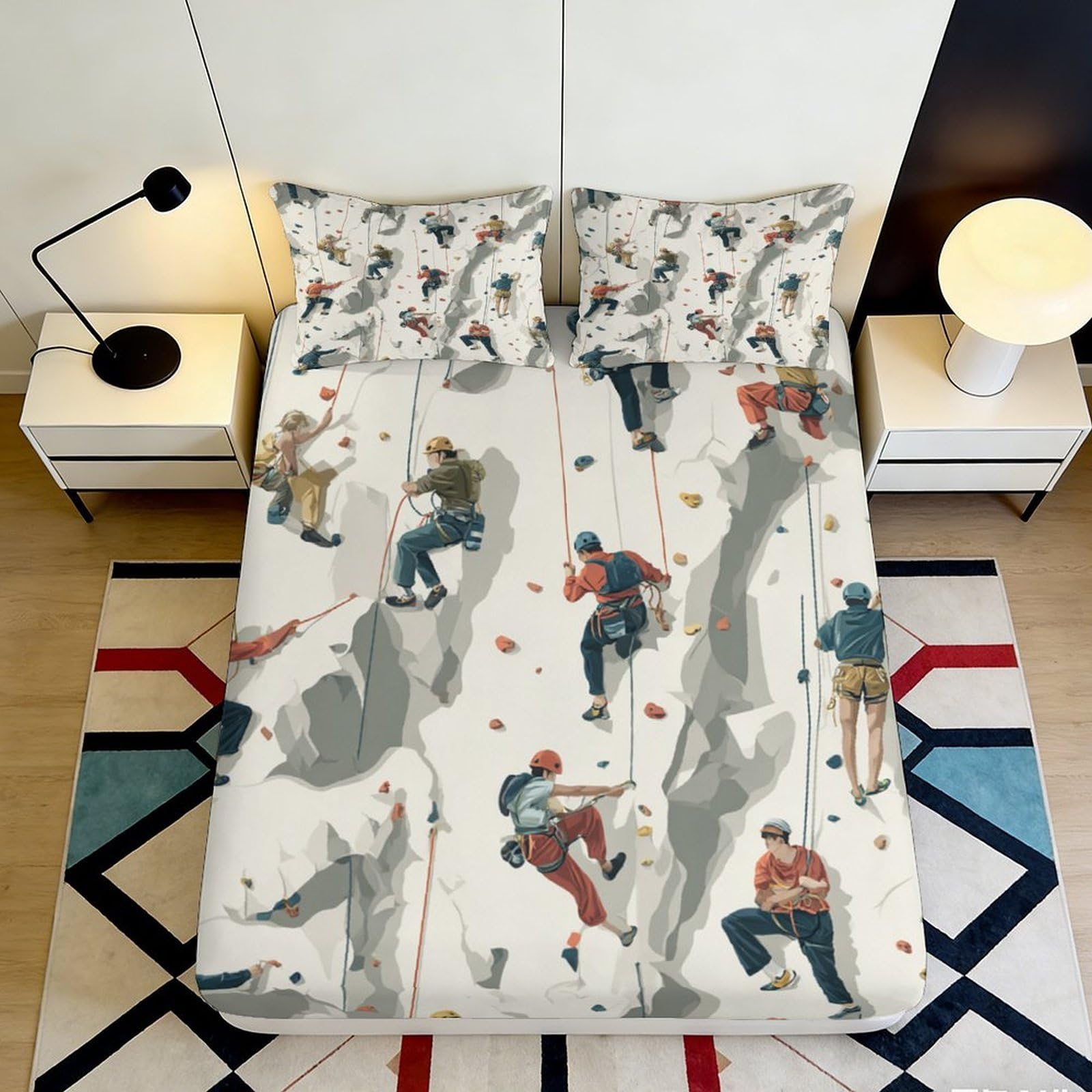 3D Printed Climbing Fitted Sheet Microfiber Deep Pocket Non-Slip Bedroom Bedding Climbing Mattress Fitted Cover Washable 200x200x25cm 90x200x25cm