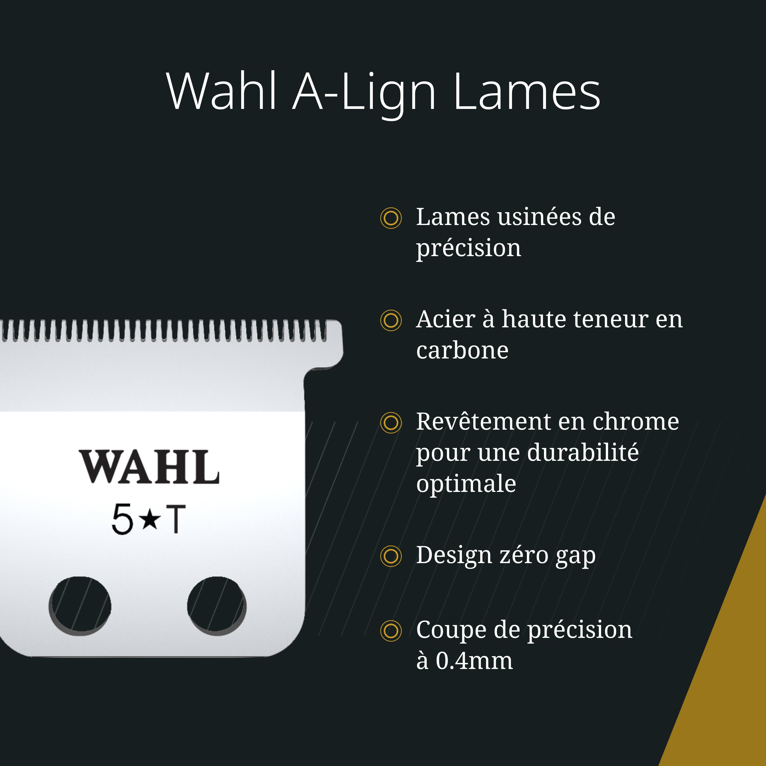 Wahl Pro A-Lign Lames de rechange pour tondeuse Acier à haute teneur en carbone ajustable à zéro écart Paquet de 12