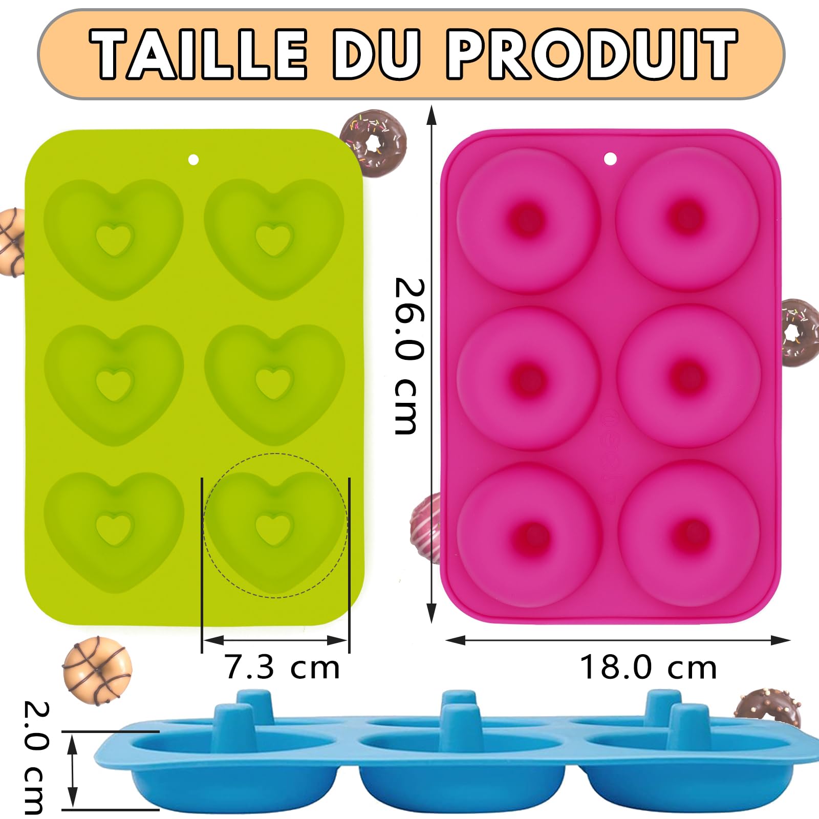 3 Pièces Moule Donuts Silicone 6 Cavités Moule A Donuts Silicone, Anti-Adhésifs Donut, Sans Bpa, Résistant À La Chaleur Moule Donuts Cake Factory Pour La Cuisson Des Beignets Bleu Vert Clair Rose