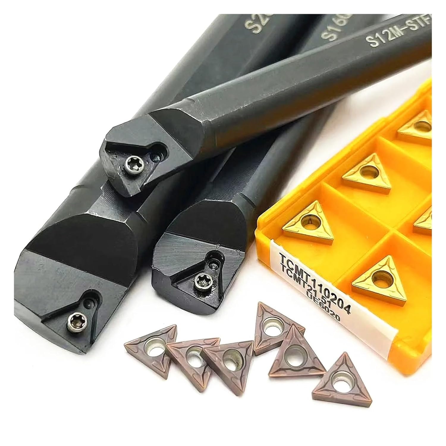 1pcs S10K-STFCR11 S12M-STFCR11 S16Q S20R-STFCR11 S14N-STFCR11 Indexable Lathe Turning Tool Internal Turning Tool Holder With 10pcs TCMT110204 Carbide Insert For Turning Grooving(S14N-STFCR11,TCMT11020