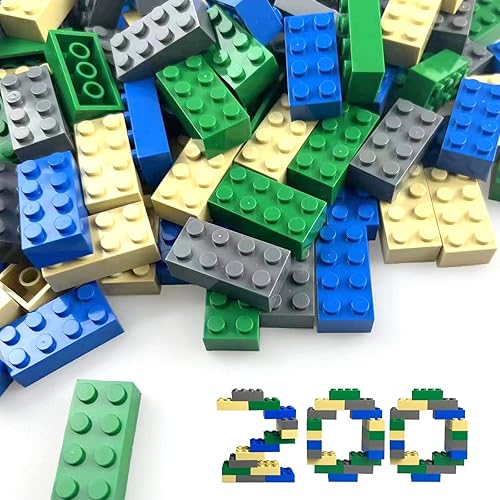 200 piezas de ladrillos de construcción pequeños clásicos, bloques de construcción de 2 x 4, juguetes de construcción creativos STEM, azul, gris,