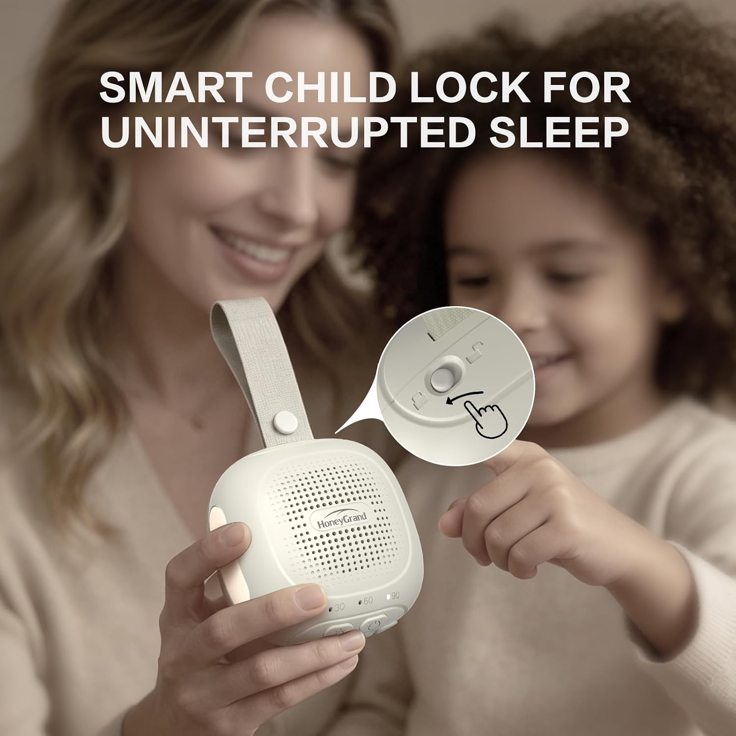 Portable White Noise Machine with Breathing Night Light - Rechargeable Travel Sleep Sound Machine for Baby, Kids & Adults, 30 Soothing Sounds, 3 Timers, Memory Function & Strap